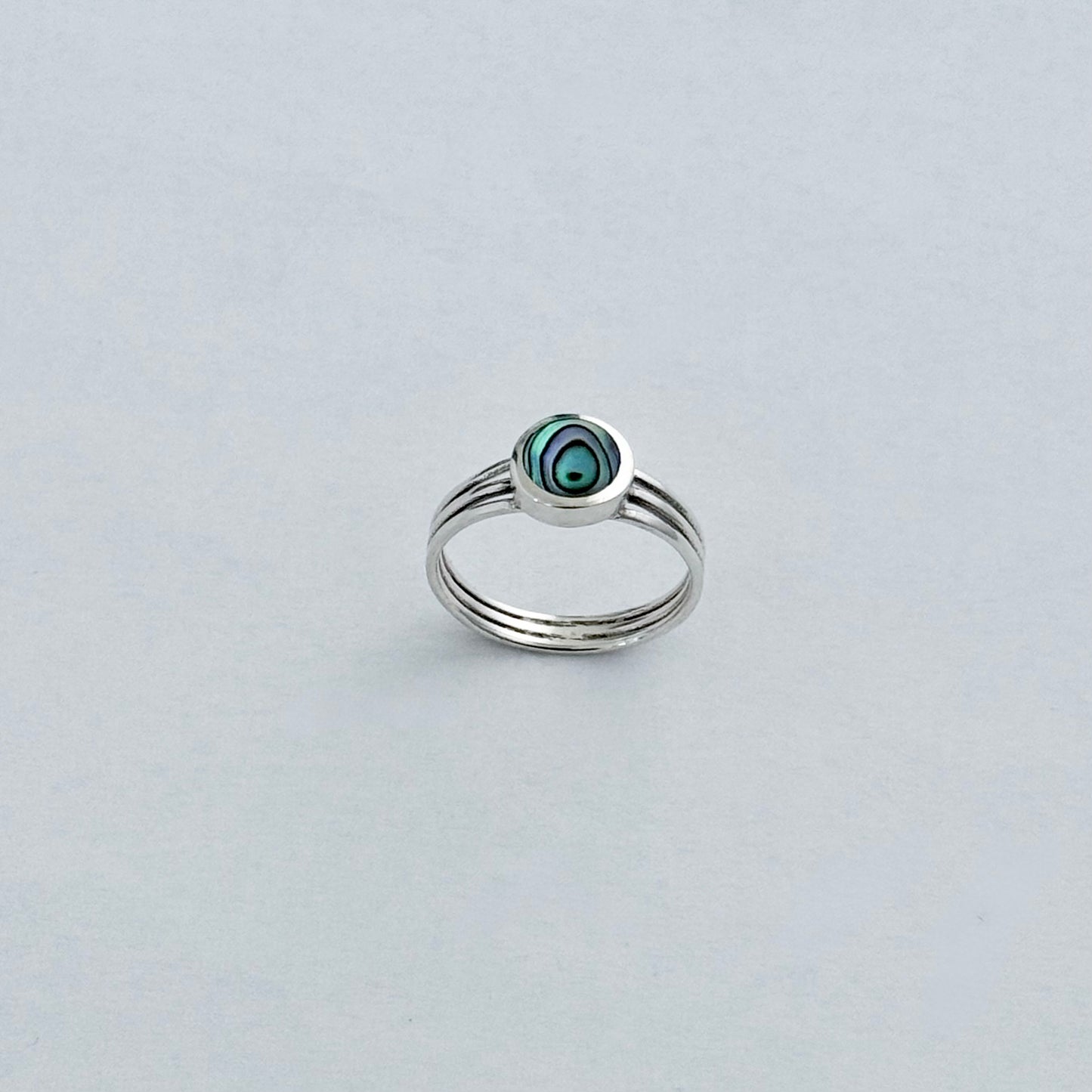 925 Sterling Silver Small Round Abalone Ring | Seashell & Ocean Jewelry