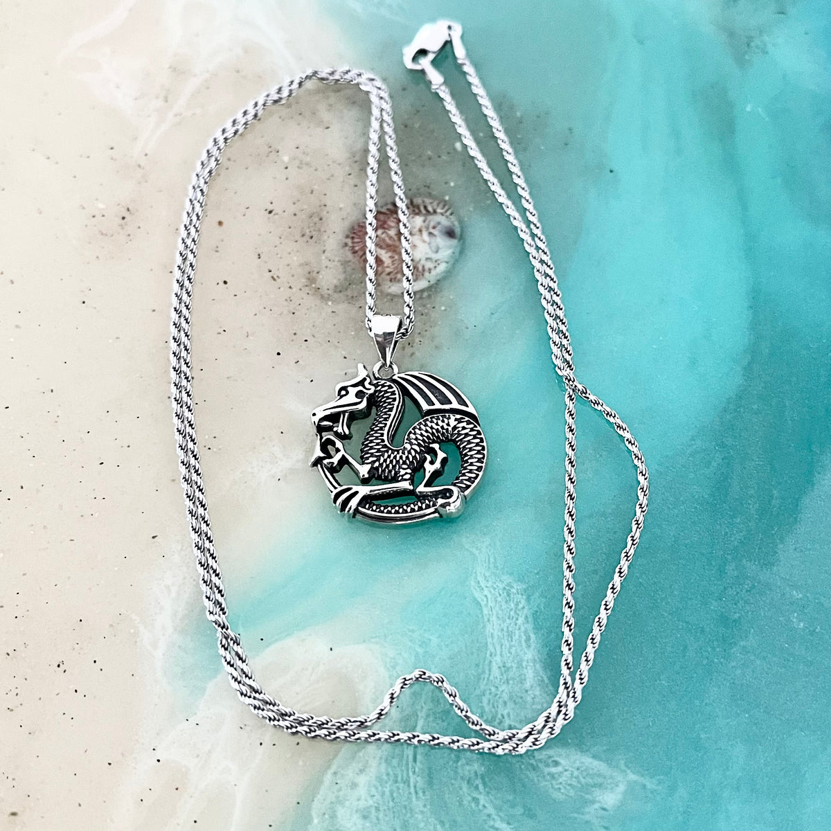925 Sterling Silver Dragon Necklace | Unisex Serpentine Creature Pendant Chain