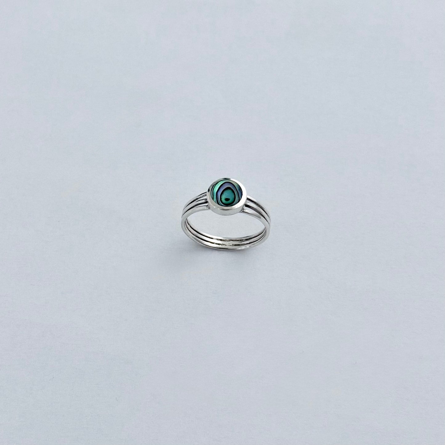 925 Sterling Silver Small Round Abalone Ring | Seashell & Ocean Jewelry