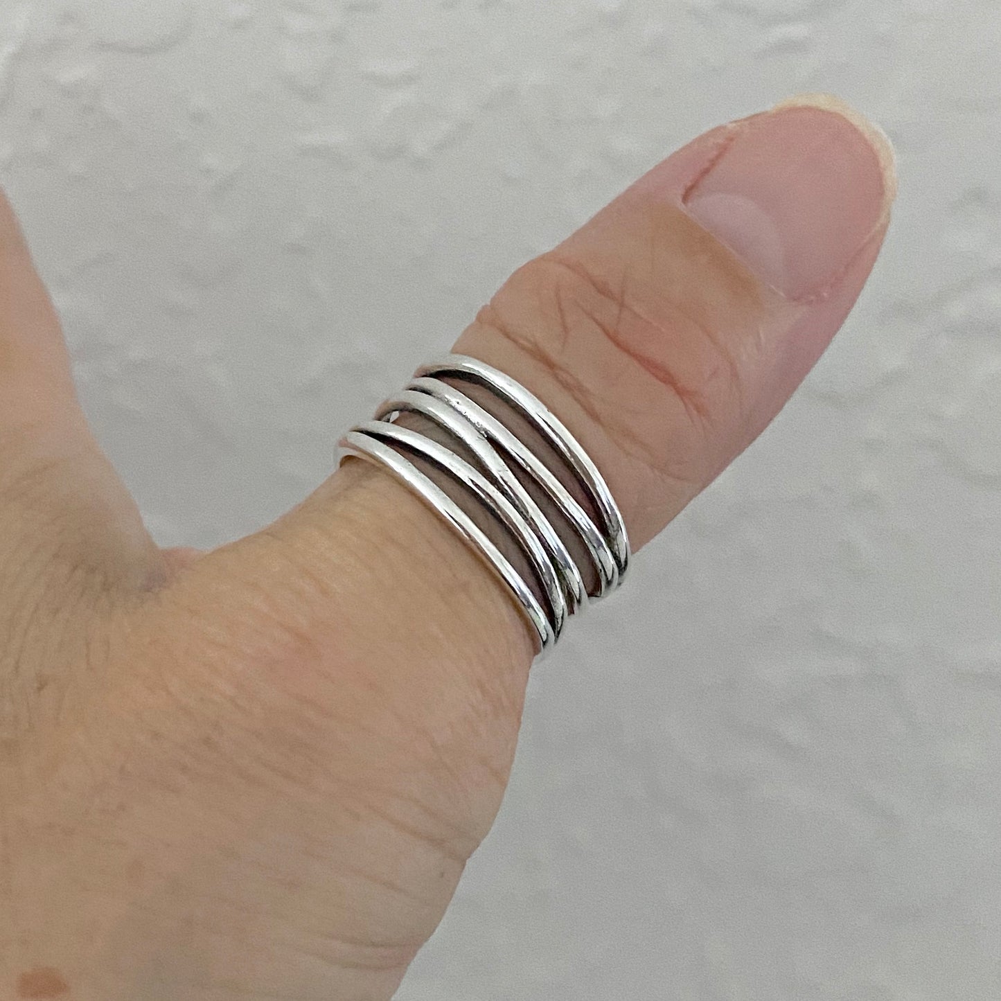 Sterling Silver Multiple Bands Wraparound Ring, Statement Ring, Line Rings