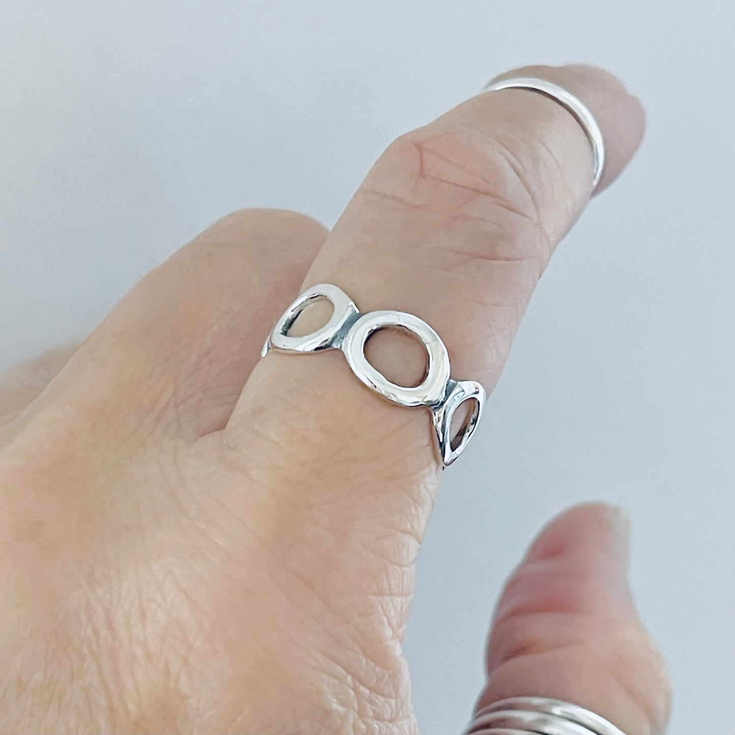 Sterling Silver Eternity Open Circles Band, Halo Ring, Silver Rings, Circle of Life Bands