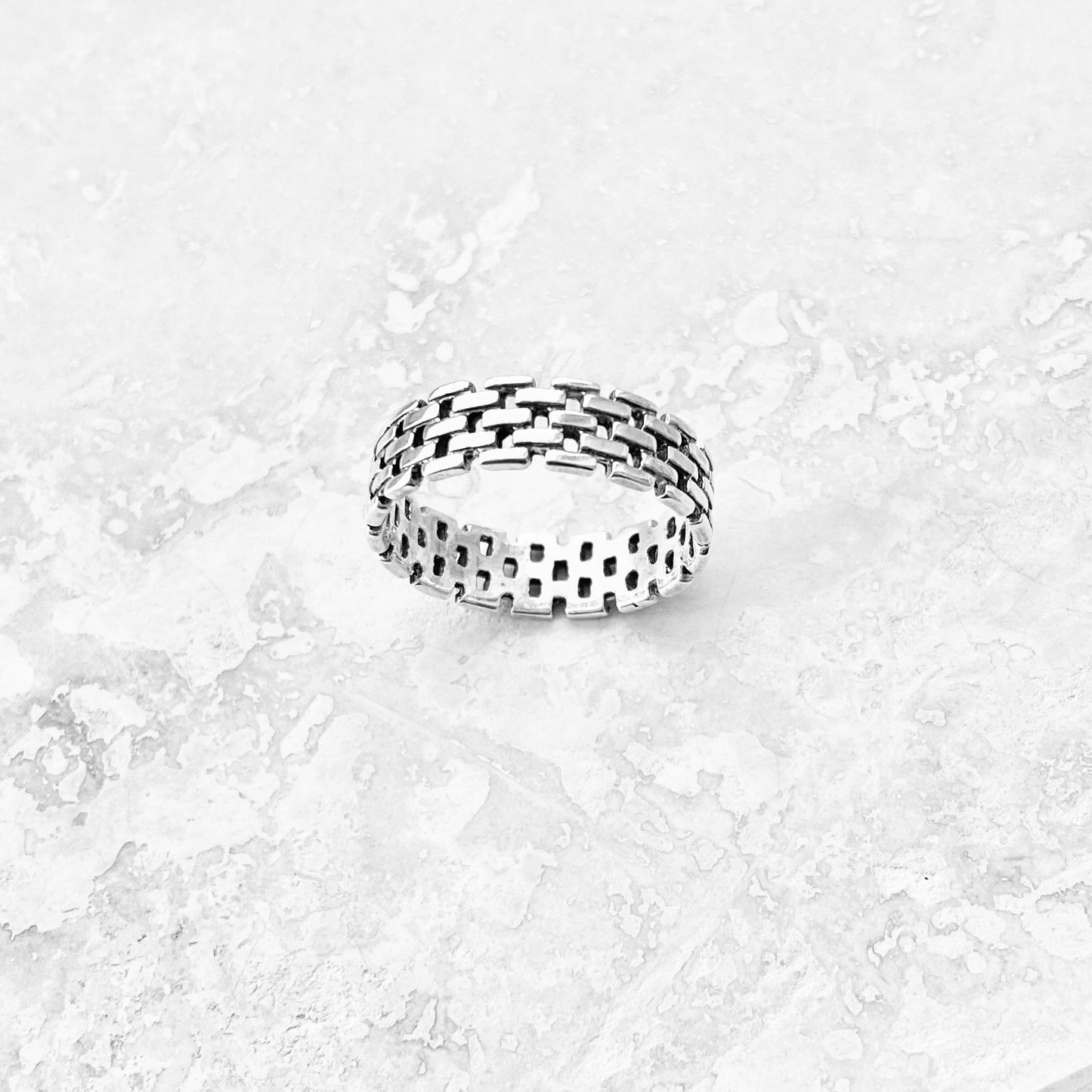 Sterling Silver Unisex Eternity Link Ring, Wedding Bands, Silver Rings, Chain Links