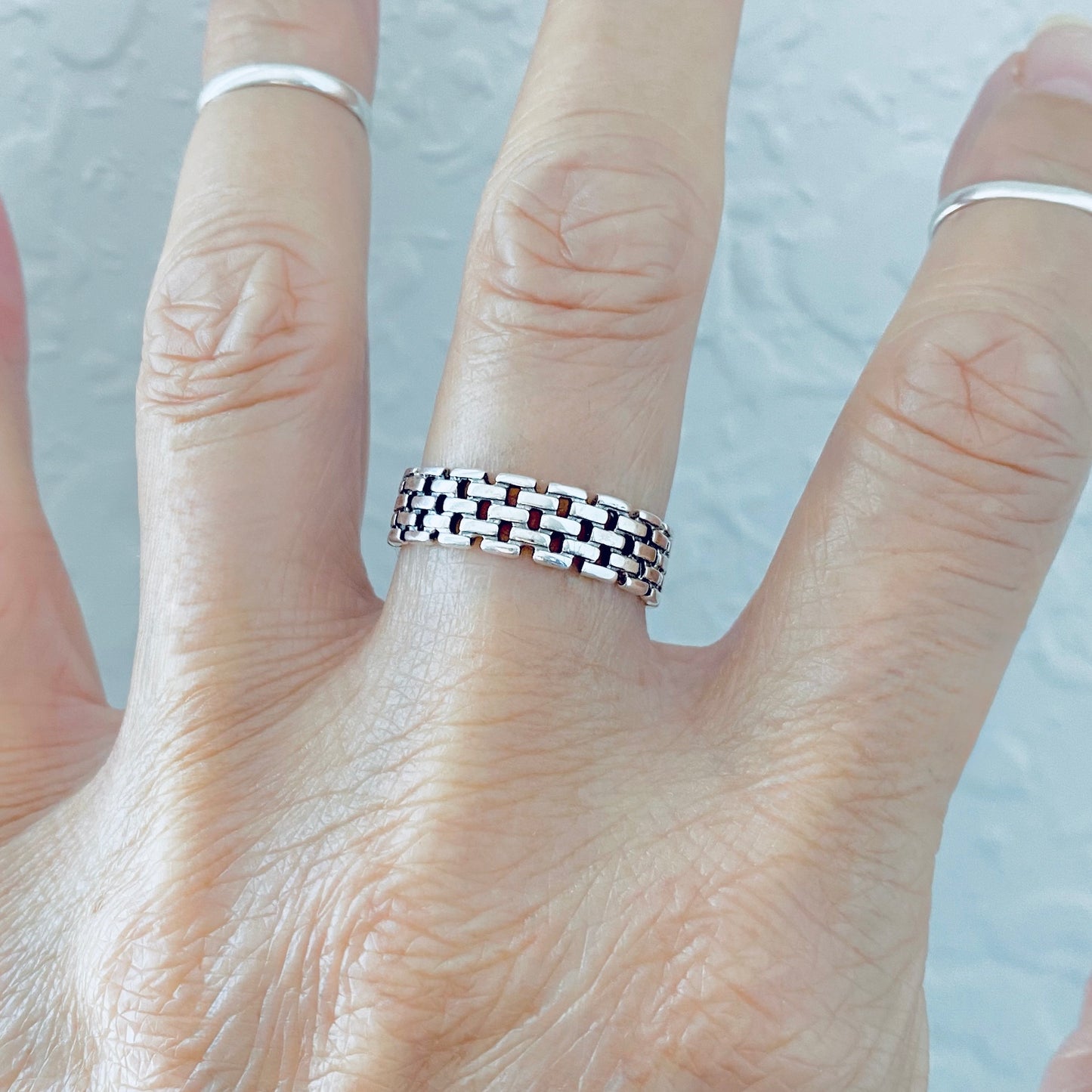 Sterling Silver Unisex Eternity Link Ring, Wedding Bands, Silver Rings, Chain Links