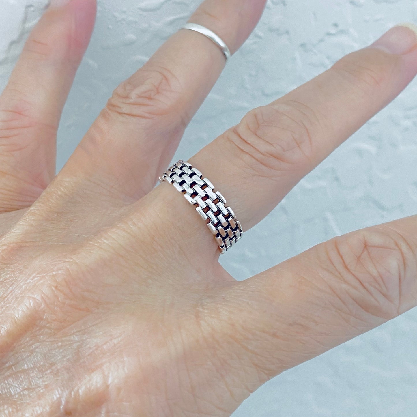 Sterling Silver Unisex Eternity Link Ring, Wedding Bands, Silver Rings, Chain Links