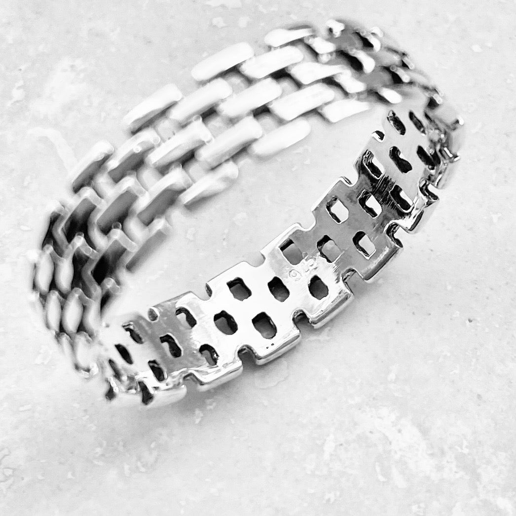 Sterling Silver Unisex Eternity Link Ring, Wedding Bands, Silver Rings, Chain Links