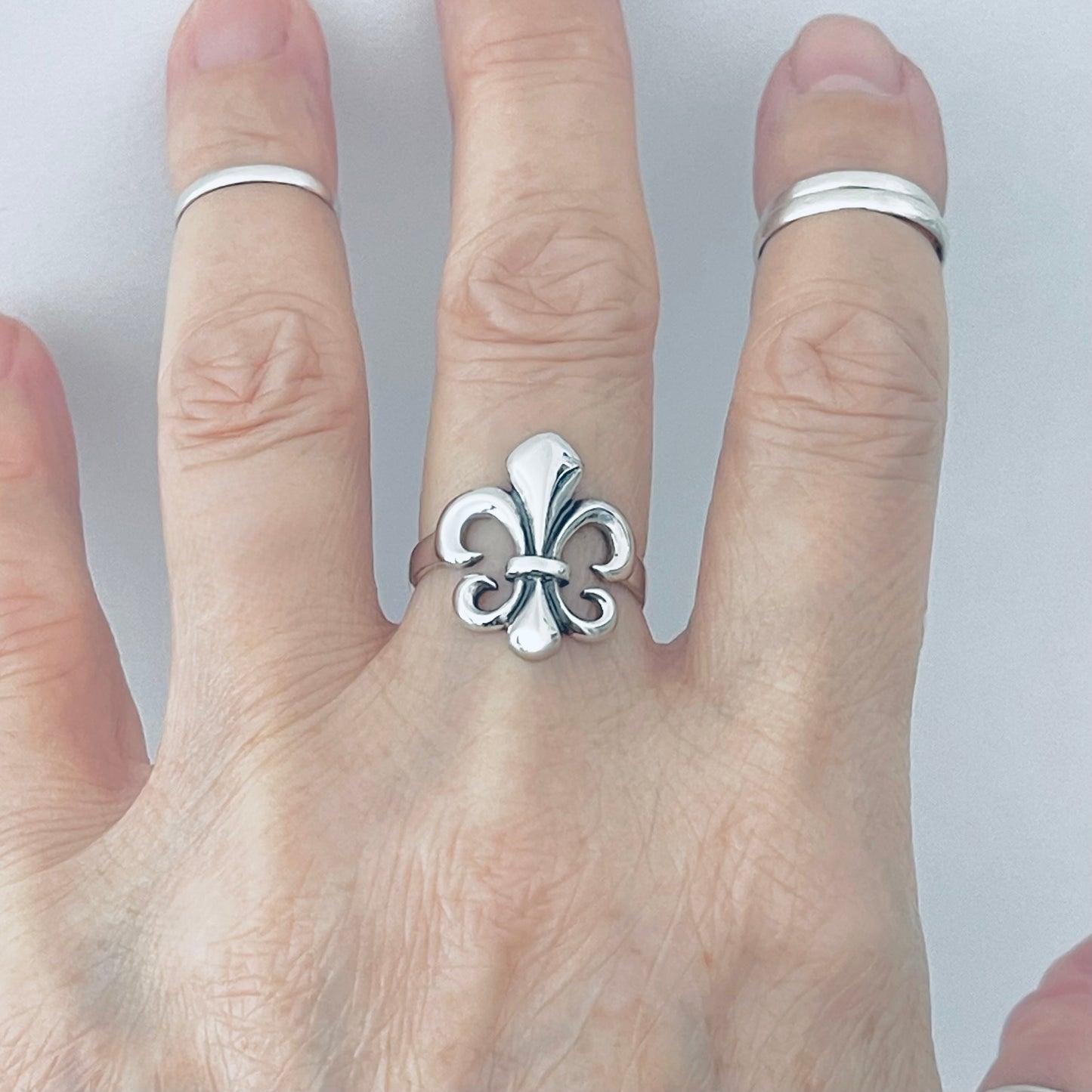 Sterling Silver Fleur De Lis Ring, Saints Ring, Flower Lily Rings, France