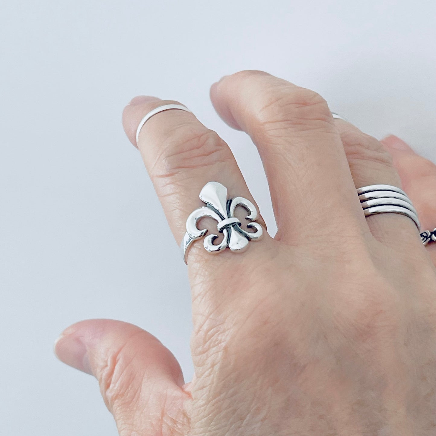 Sterling Silver Fleur De Lis Ring, Saints Ring, Flower Lily Rings, France