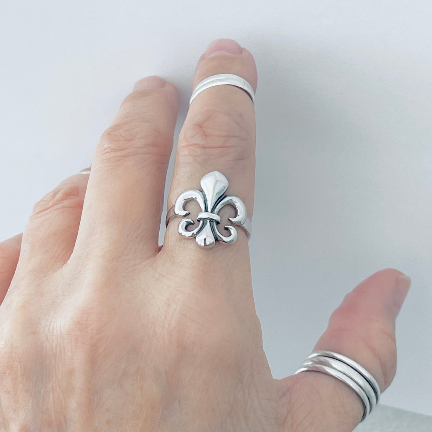 Sterling Silver Fleur De Lis Ring, Saints Ring, Flower Lily Rings, France