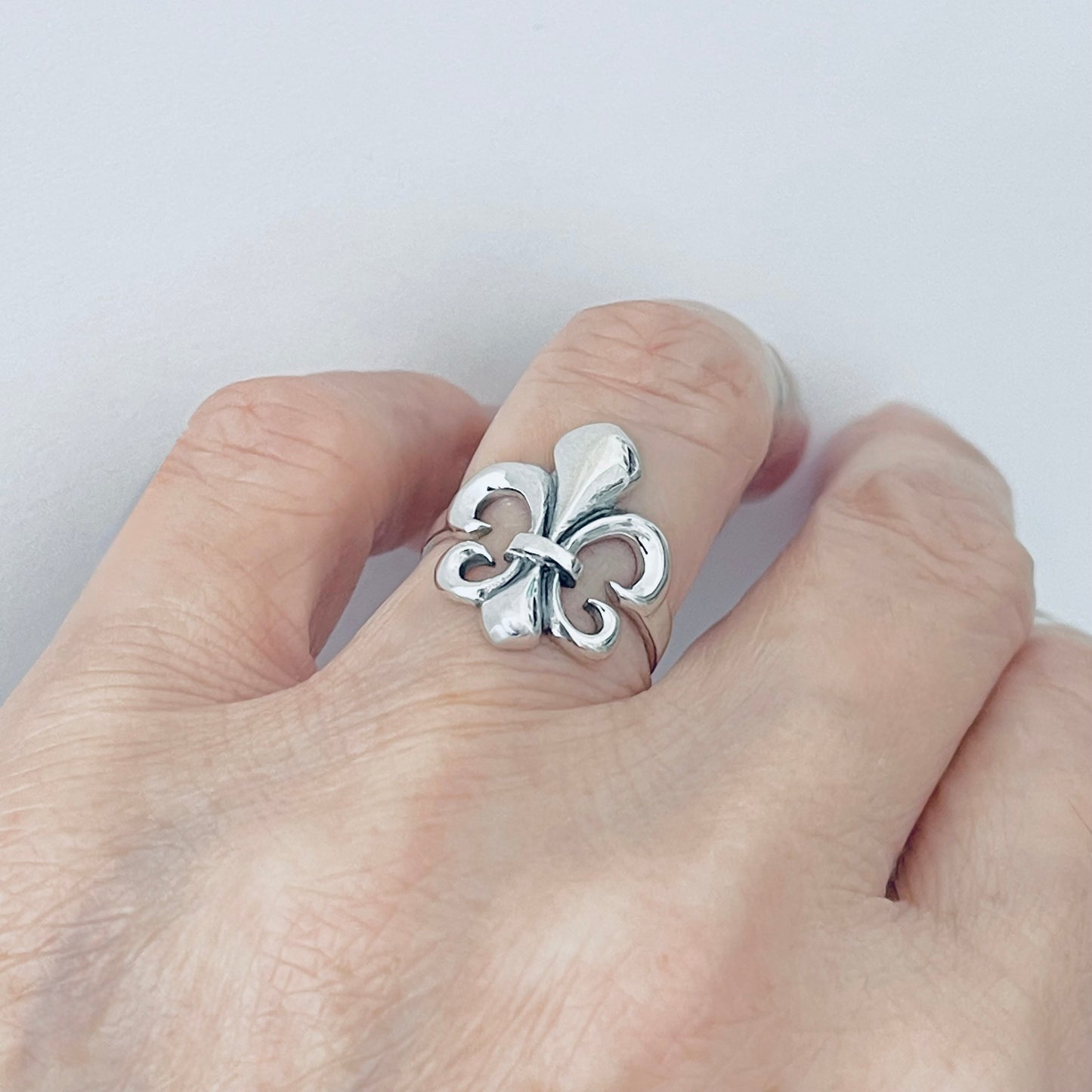 Sterling Silver Fleur De Lis Ring, Saints Ring, Flower Lily Rings, France
