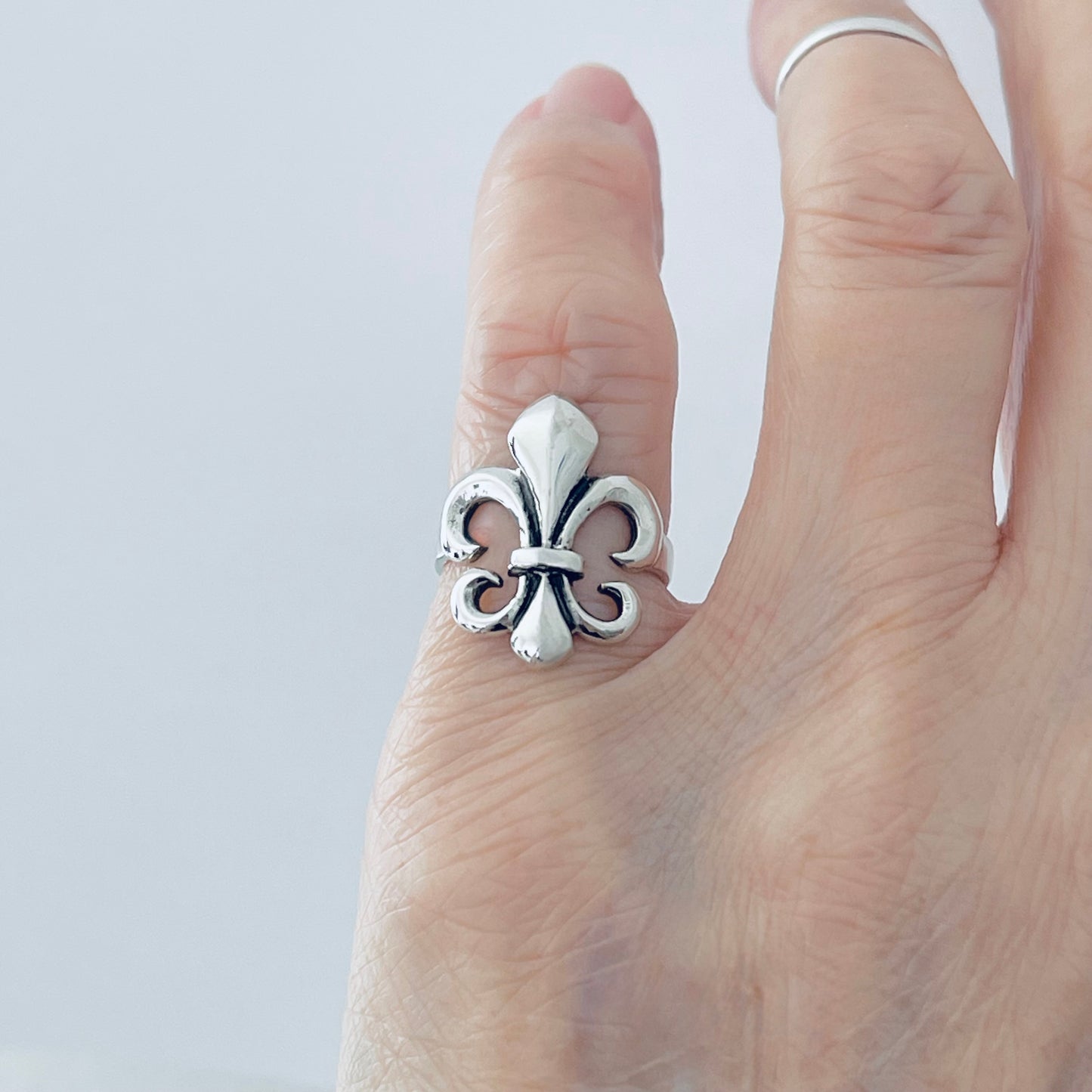 Sterling Silver Fleur De Lis Ring, Saints Ring, Flower Lily Rings, France