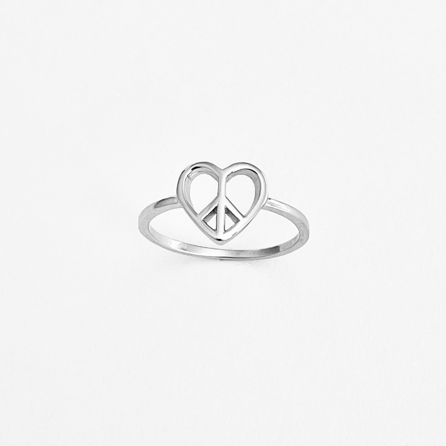 Sterling Silver Small Love Peace Ring, Silver Rings, Heart Ring