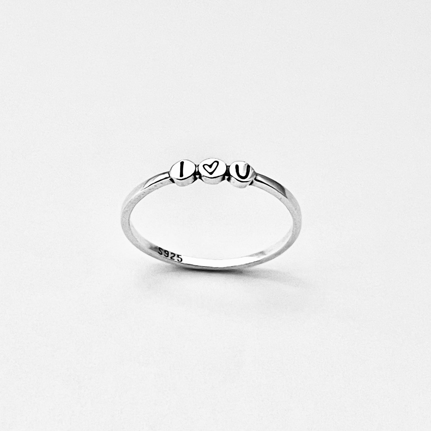 Sterling Silver Minimalist I Love You Ring, Silver Rings, Promise Ring, Hearts