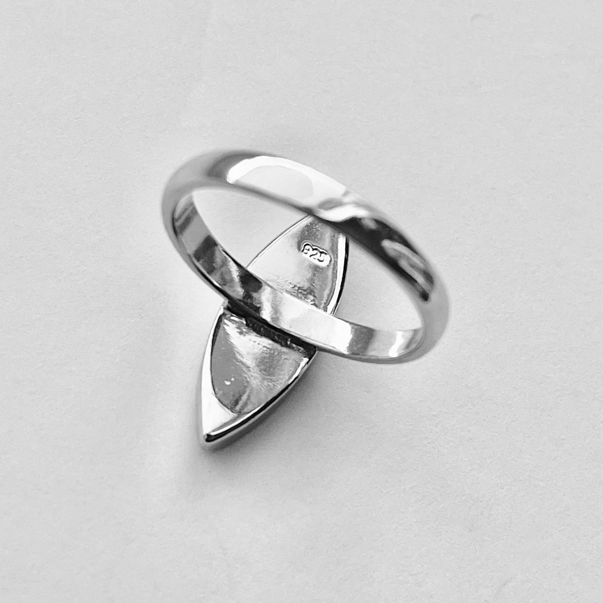 925 Sterling Silver Long Diamond Shape Blue Lab Opal Ring | October Birthstone Silver Rings