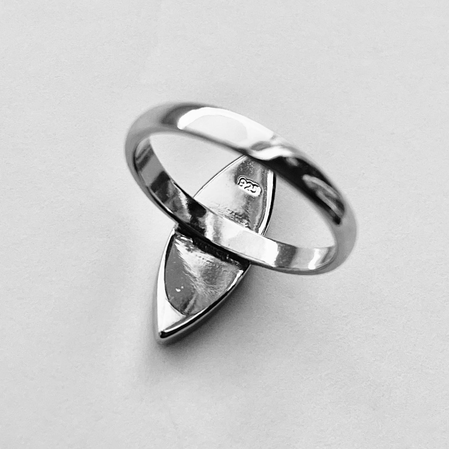 Sterling Silver Long Diamond Shape Blue Lab Opal Ring | October Birthstone Jewelry
