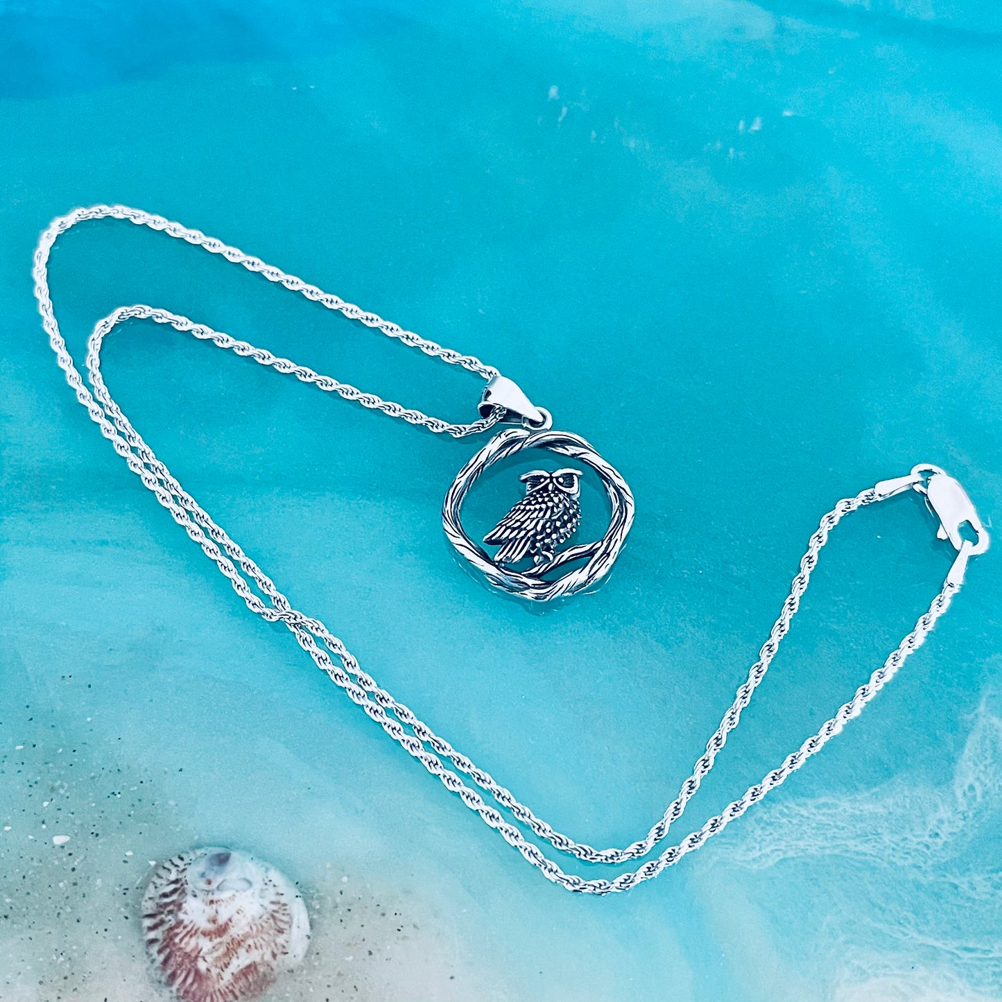 Sterling Silver Owl on Branch Necklace, Silver Necklaces, Spirit Bird Chain, Animal