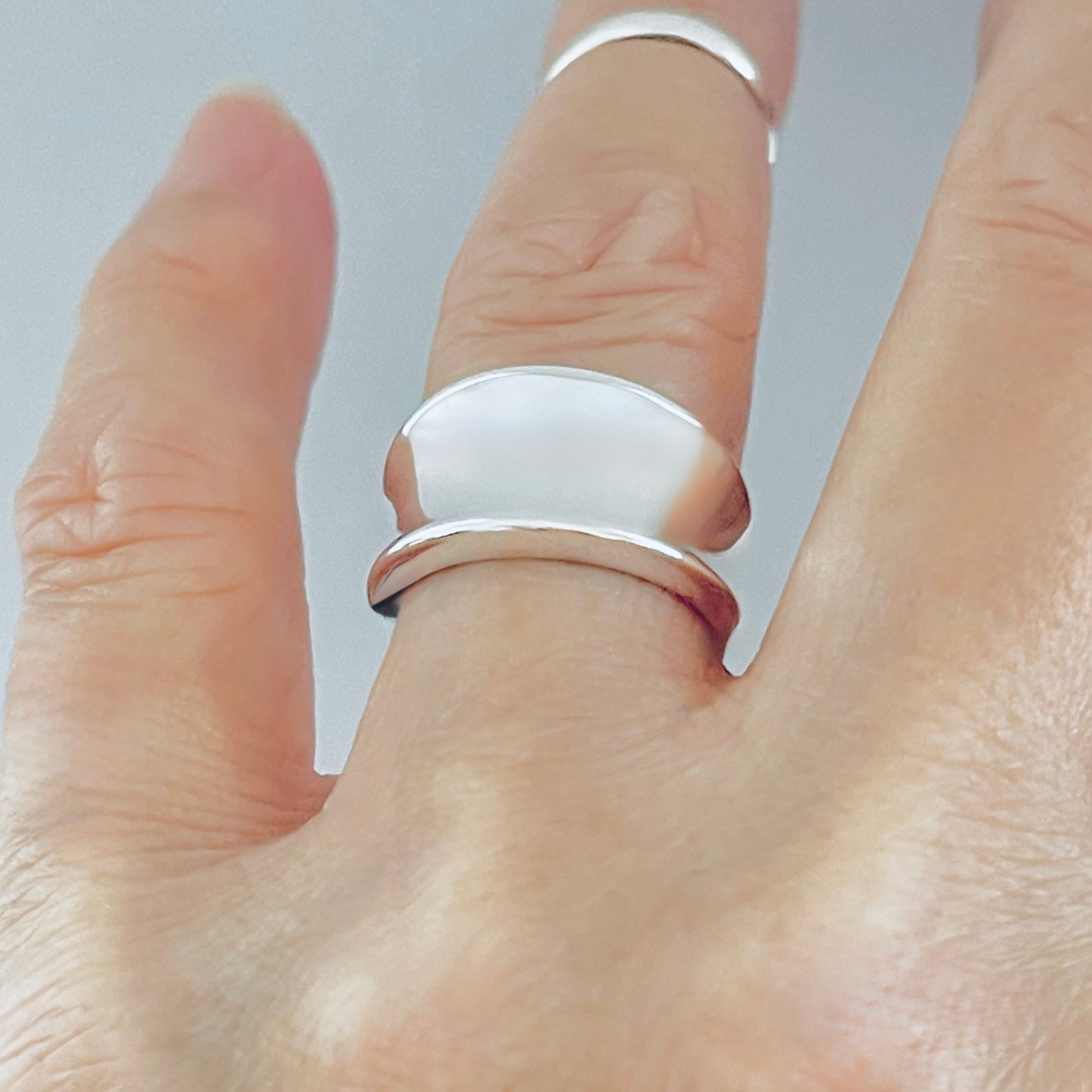 Sterling Silver High Polish Concave Ring, Unisex Wedding Band, Silver Rings