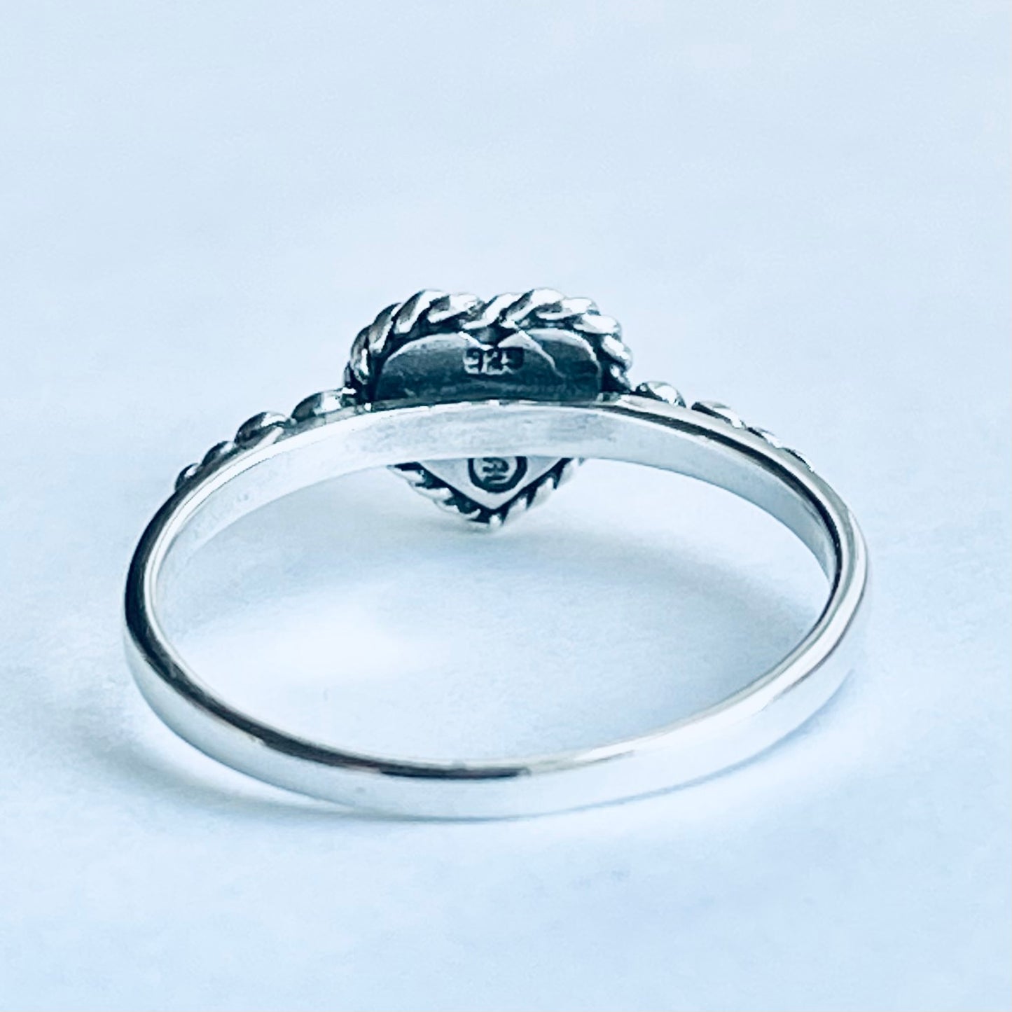 Sterling Silver Minimalist White Lab Opal Heart Ring | Dainty Love Ring