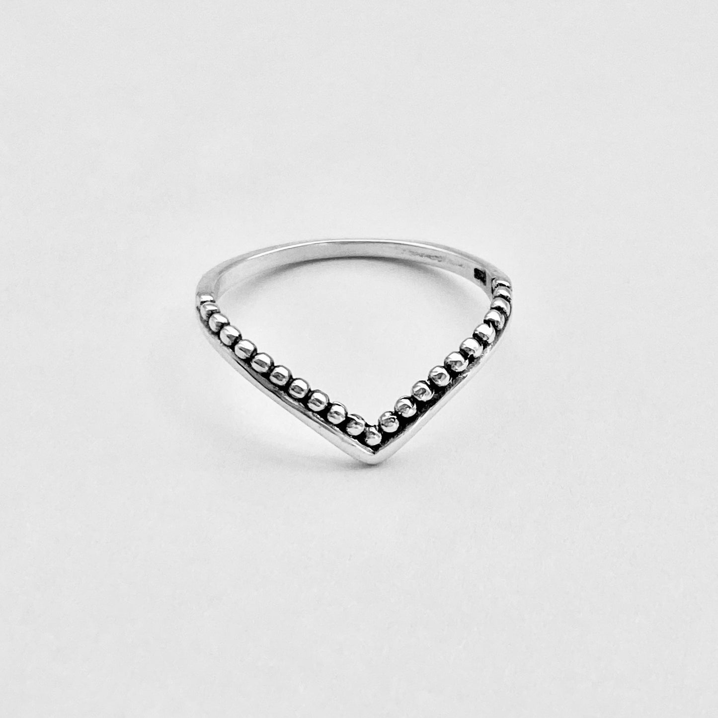 Sterling Silver V Shape Ring with Dots, Chevron Ring, Silver Rings, Stackable