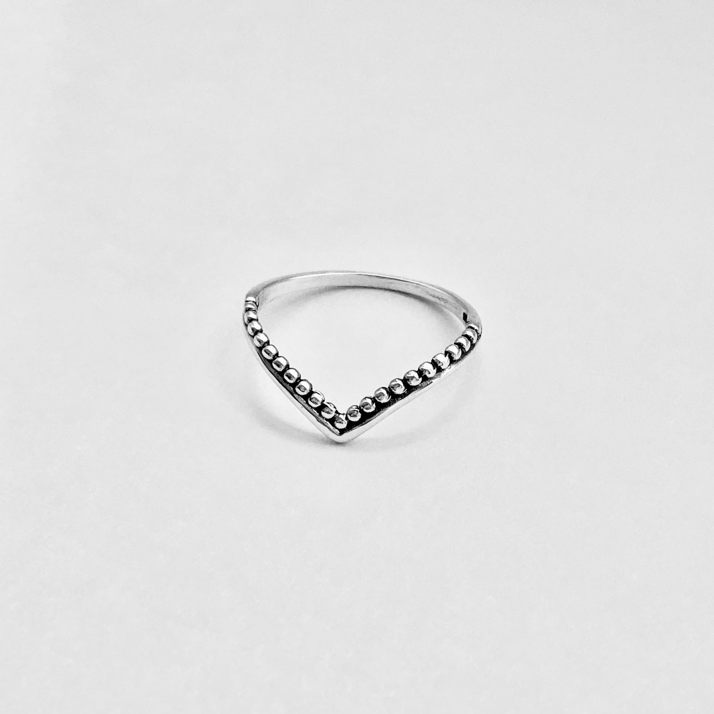 Sterling Silver V Shape Ring with Dots, Chevron Ring, Silver Rings, Stackable