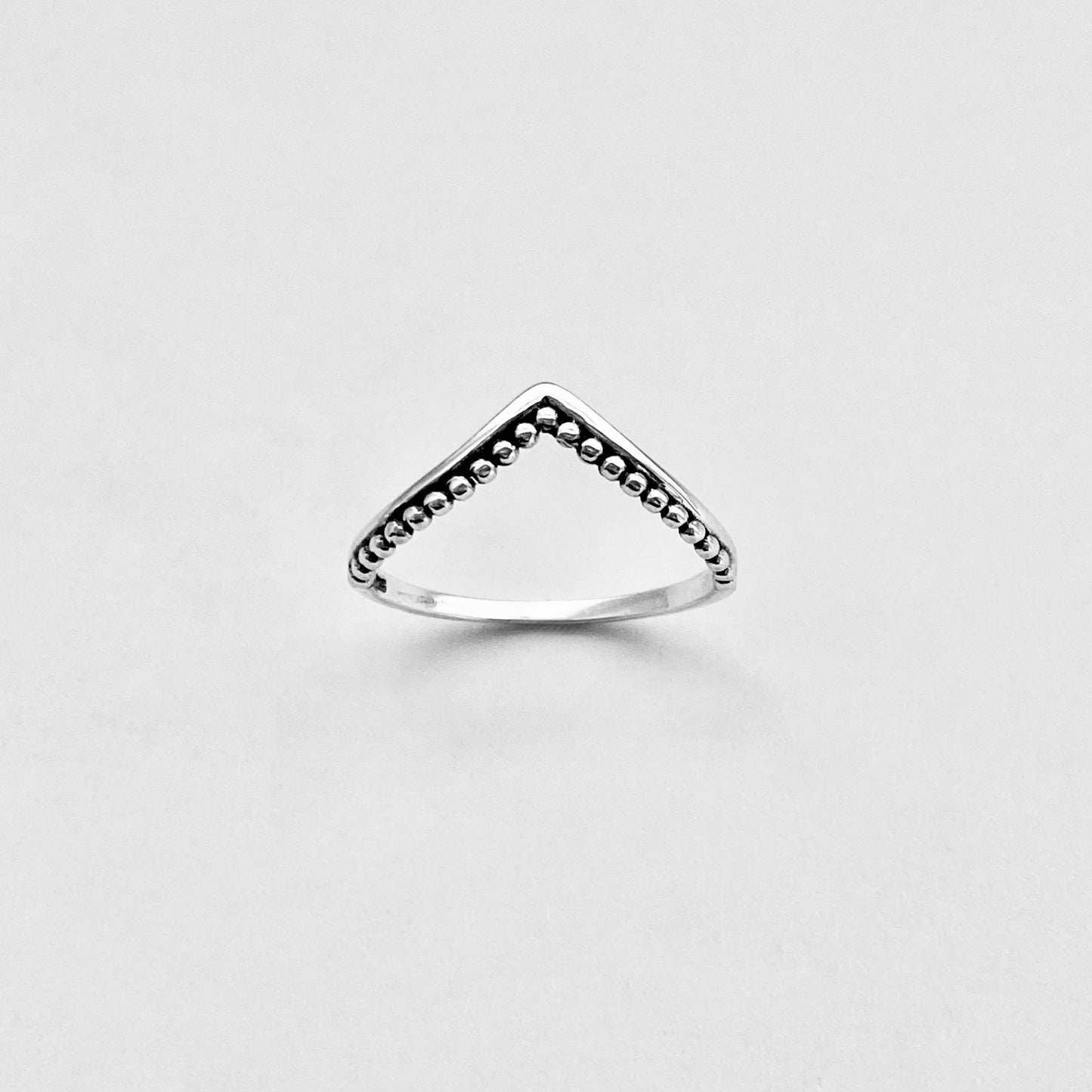 Sterling Silver V Shape Ring with Dots, Chevron Ring, Silver Rings, Stackable
