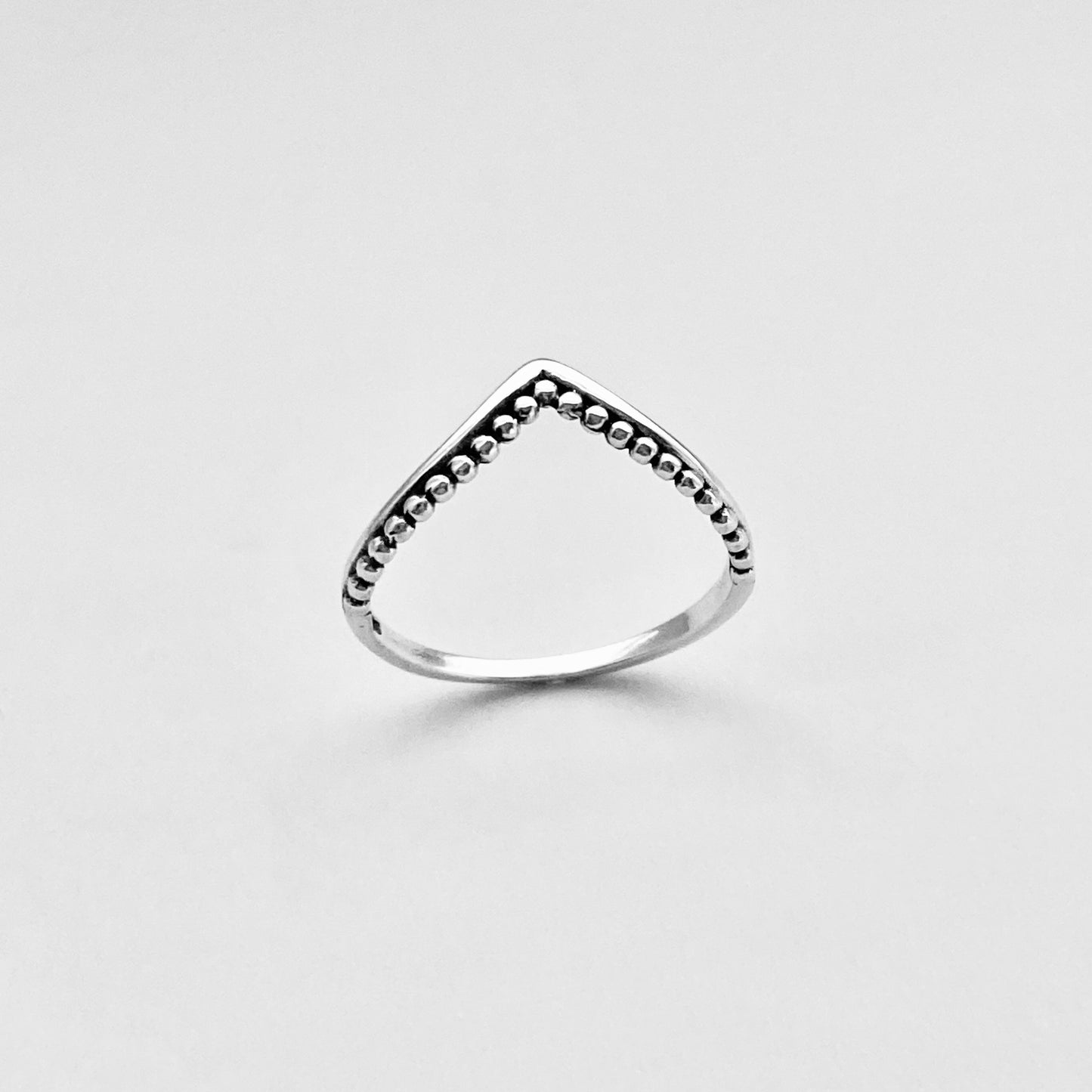 Sterling Silver V Shape Ring with Dots, Chevron Ring, Silver Rings, Stackable