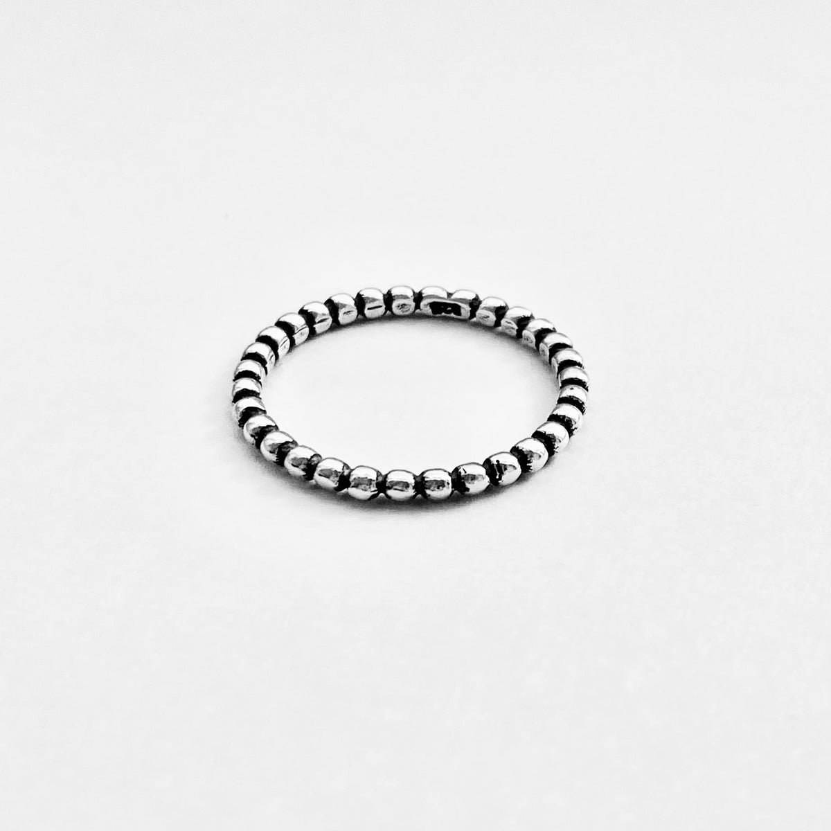 925 Sterling Silver Eternity Bead Ring | Dainty Stackable Beaded Wedding Band