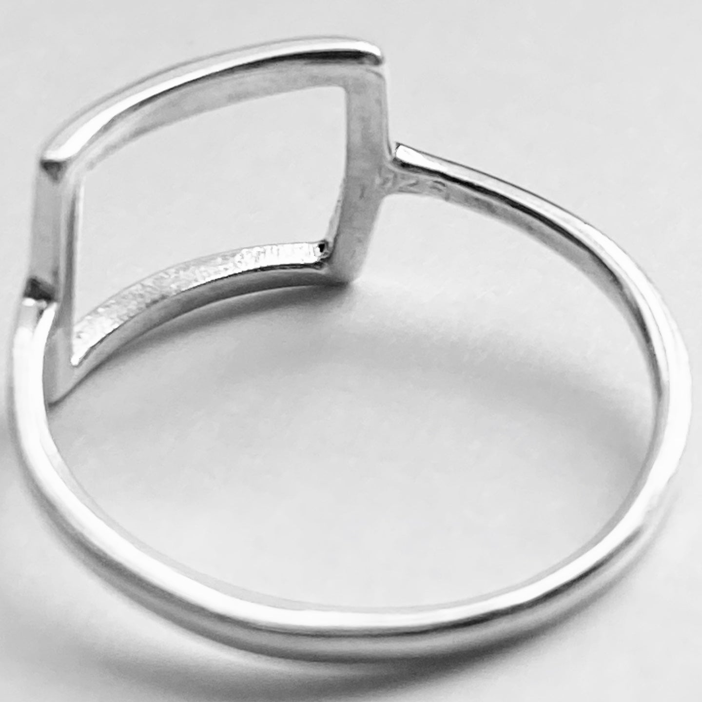 925 Sterling Silver Thin Open Square Ring – Delicate Halo Silver Ring, Dainty Boho Jewelry
