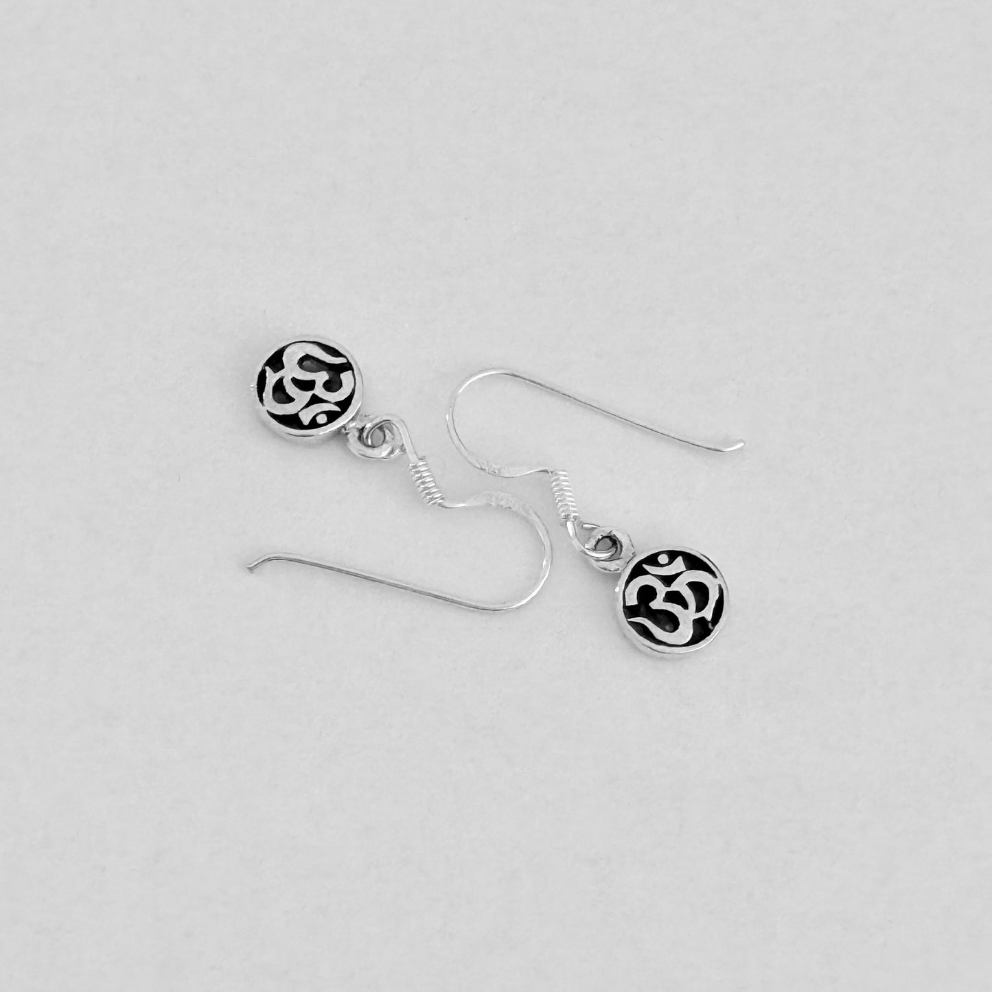 925 Sterling Silver OM Dangle Earrings | Yoga & Religious Jewelry