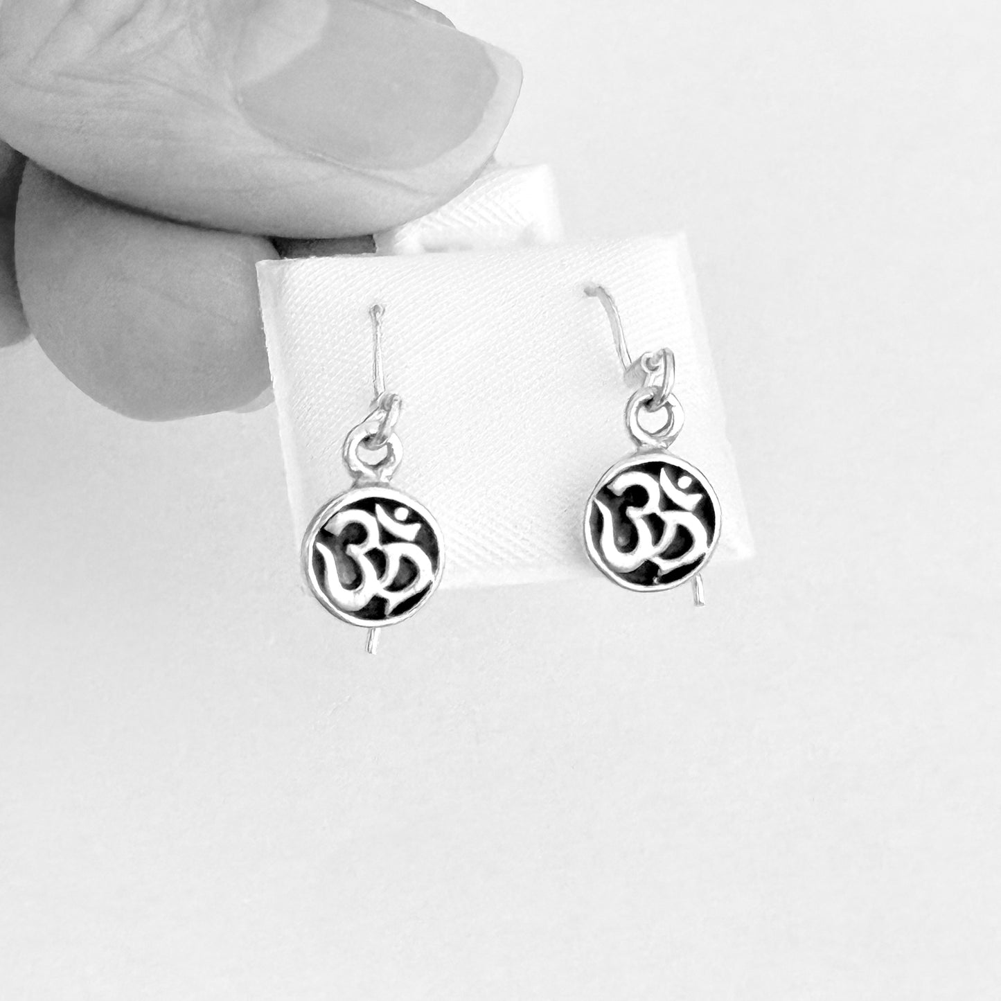 925 Sterling Silver OM Dangle Earrings | Yoga & Religious Jewelry