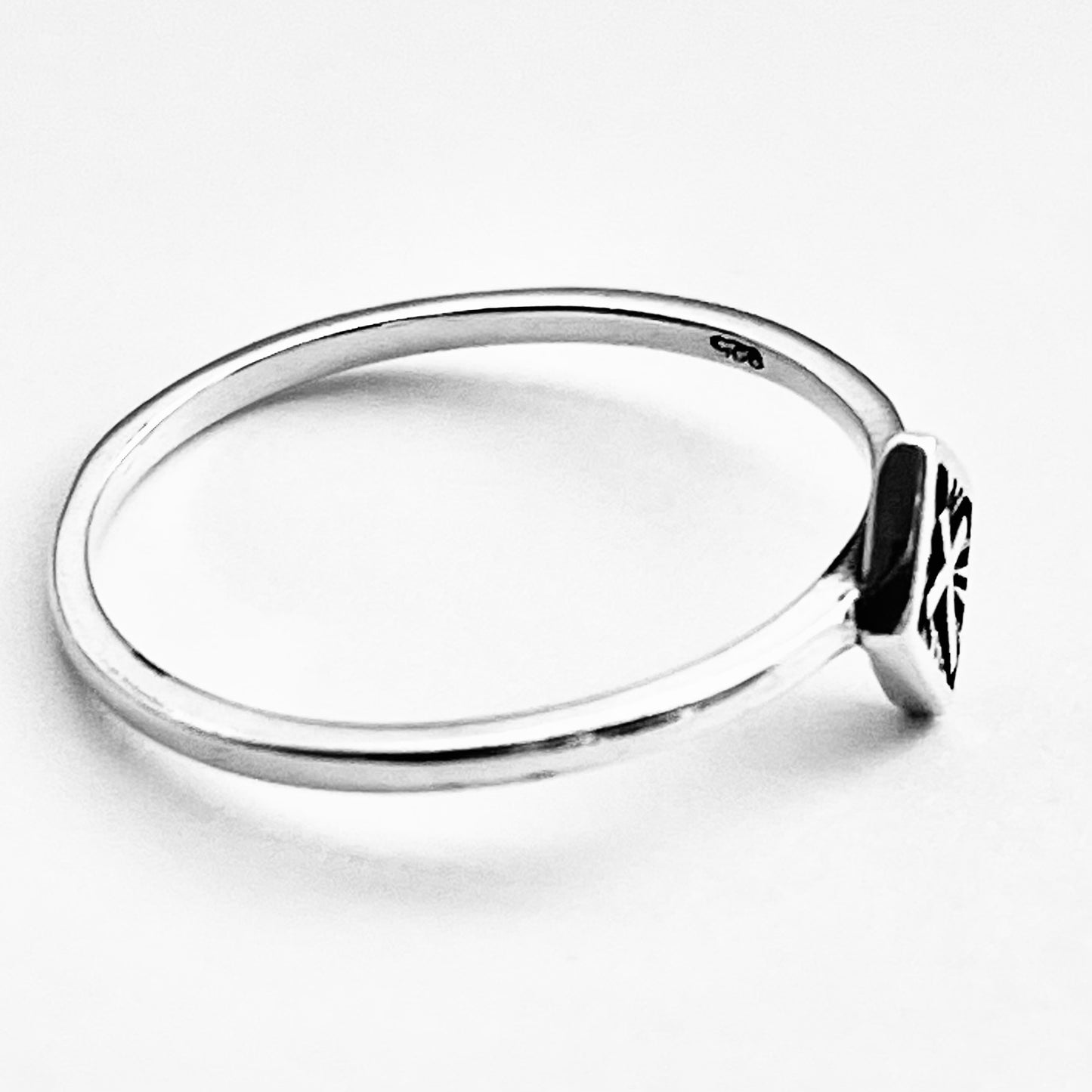 925 Sterling Silver Diamond Shape with Little Cross Ring | Minimalist Religious Silver Jewelry