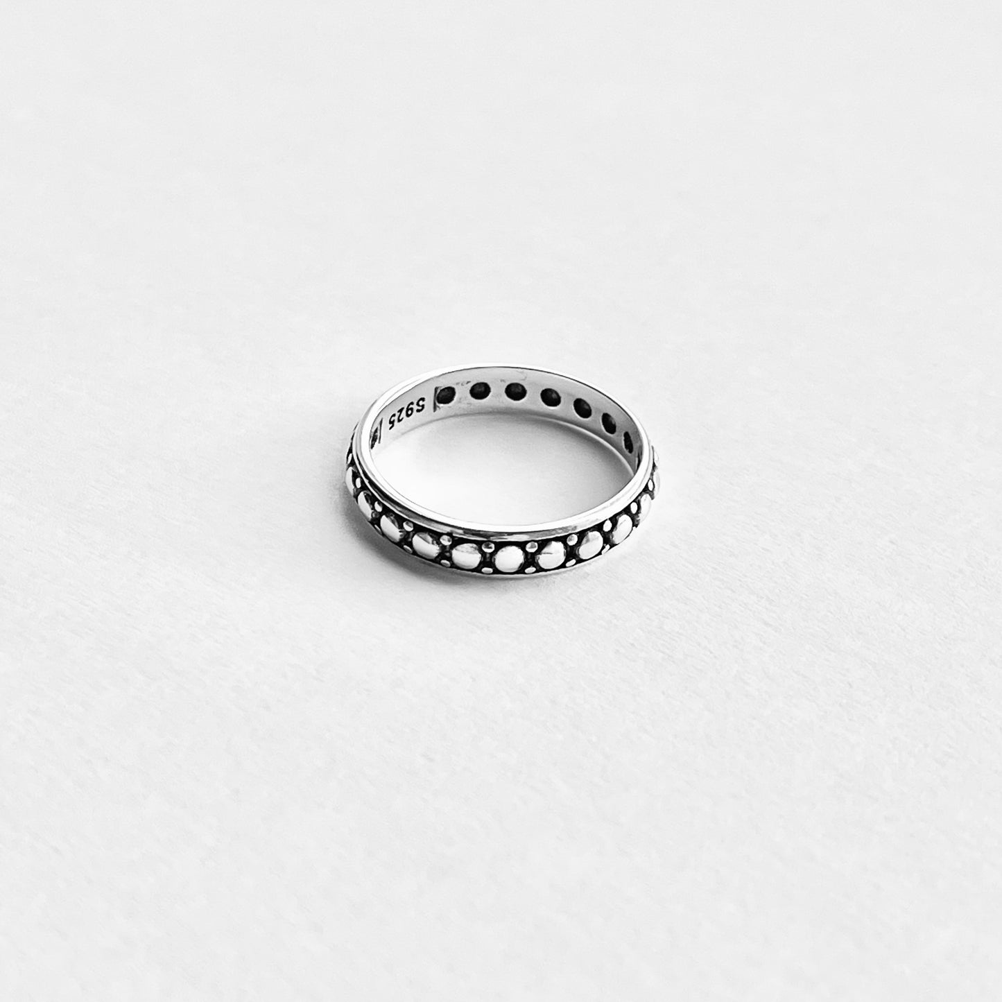 925 Sterling Silver Eternity Beaded Ring | Stackable Silver Band & Wedding Jewelry