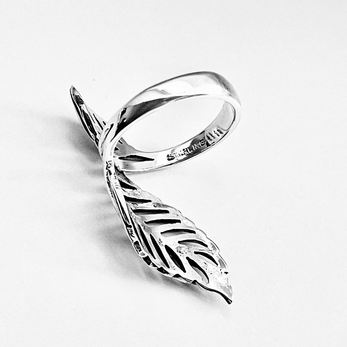 Sterling Silver Statement Leaf Ring | Tree Branch Leaves Silver Jewelry Rings