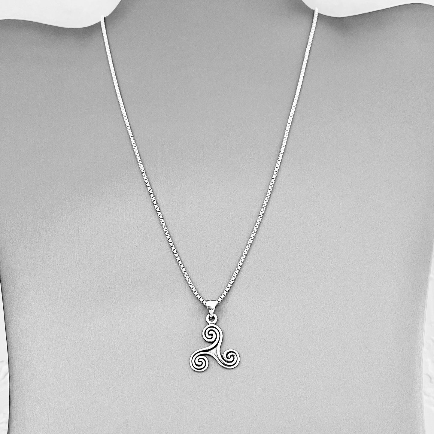 Sterling Silver Triskelion Necklace, Celtic Silver Necklaces, Triskele Chain