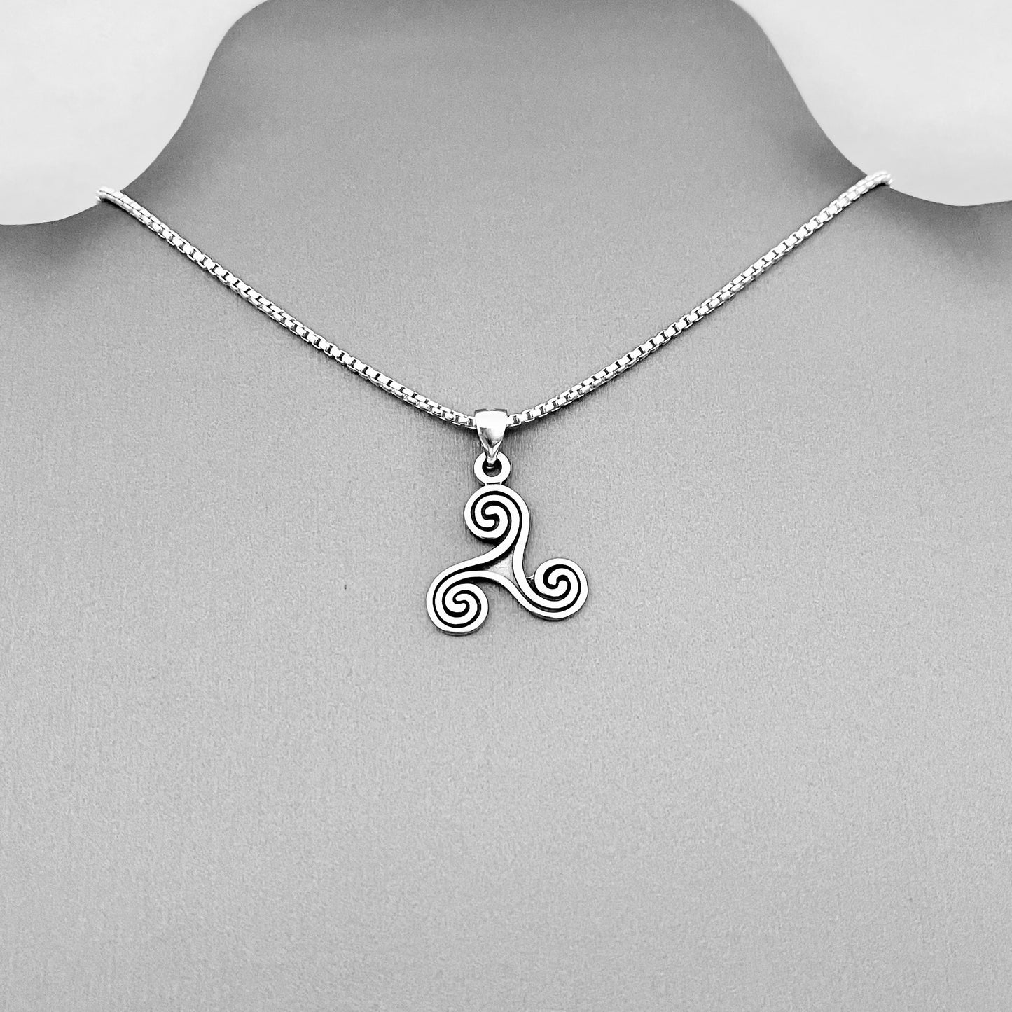 Sterling Silver Triskelion Necklace, Celtic Silver Necklaces, Triskele Chain