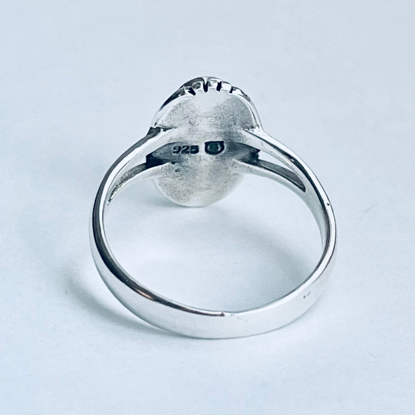 Sterling Silver Oval White Lab Opal Ring with Braid, Statement Silver Rings, October Birthstone Ring