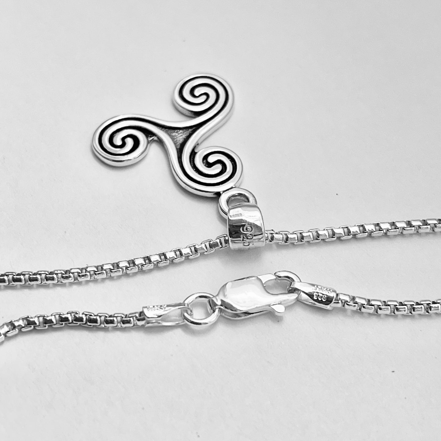 Sterling Silver Triskelion Necklace, Celtic Silver Necklaces, Triskele Chain