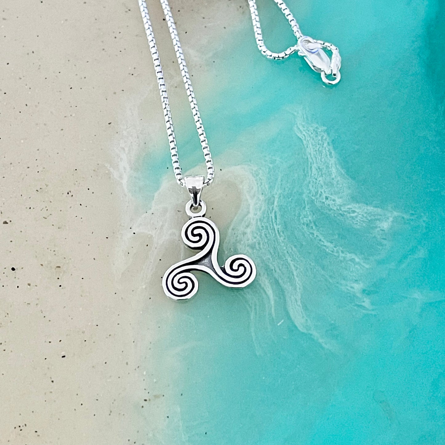 Sterling Silver Triskelion Necklace, Celtic Silver Necklaces, Triskele Chain