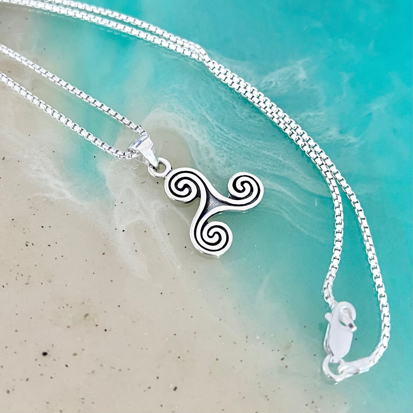 Sterling Silver Triskelion Necklace, Celtic Silver Necklaces, Triskele Chain
