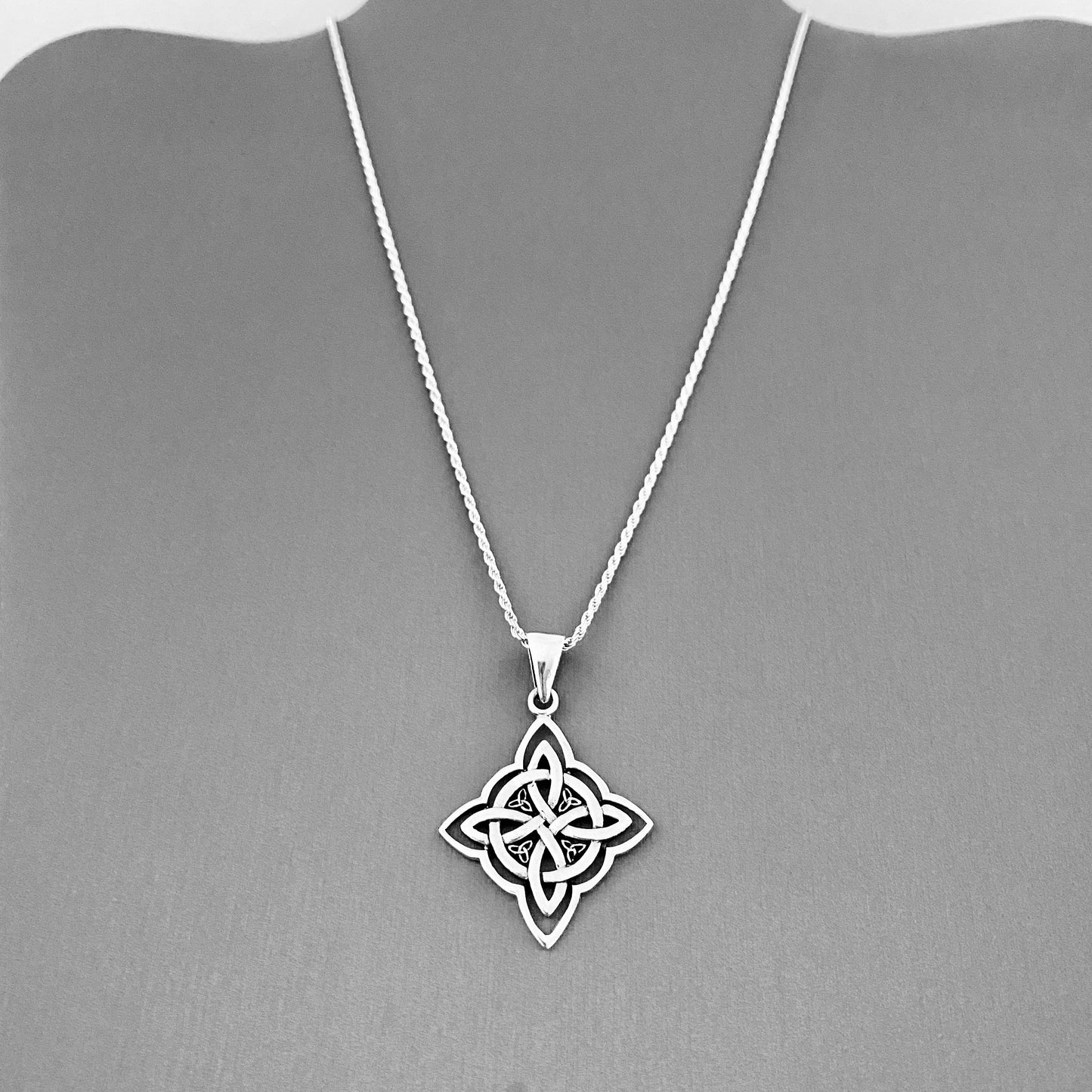 925 Sterling Silver Celtic Cross Necklace with Triquetras| Statement Trinity Knot Pendant