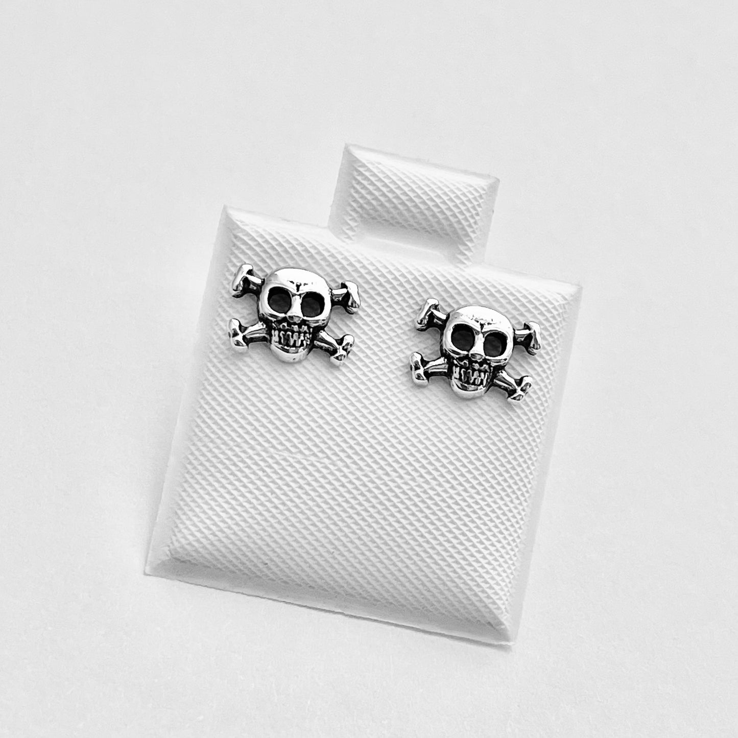 Sterling Silver Crossbones Stud Earring, Skull Earrings, Skeleton, Skulls