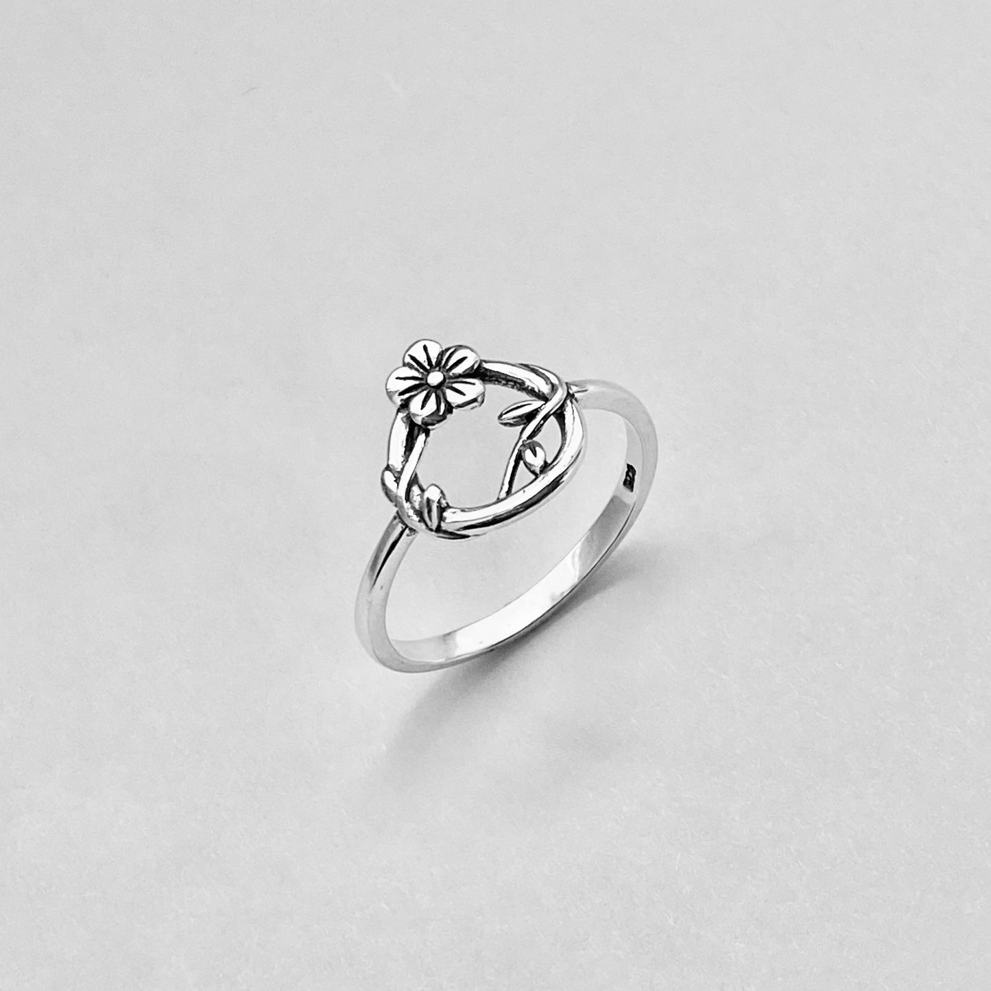Sterling Silver Forget Me Not Flower Wreath Ring, Tree Vines, Silver Rings, Eternity Wreaths