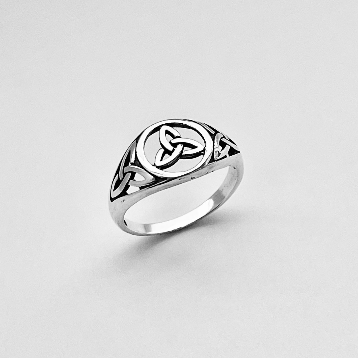 Sterling Silver Triple Triquetra Celtic Ring, Love Silver Rings