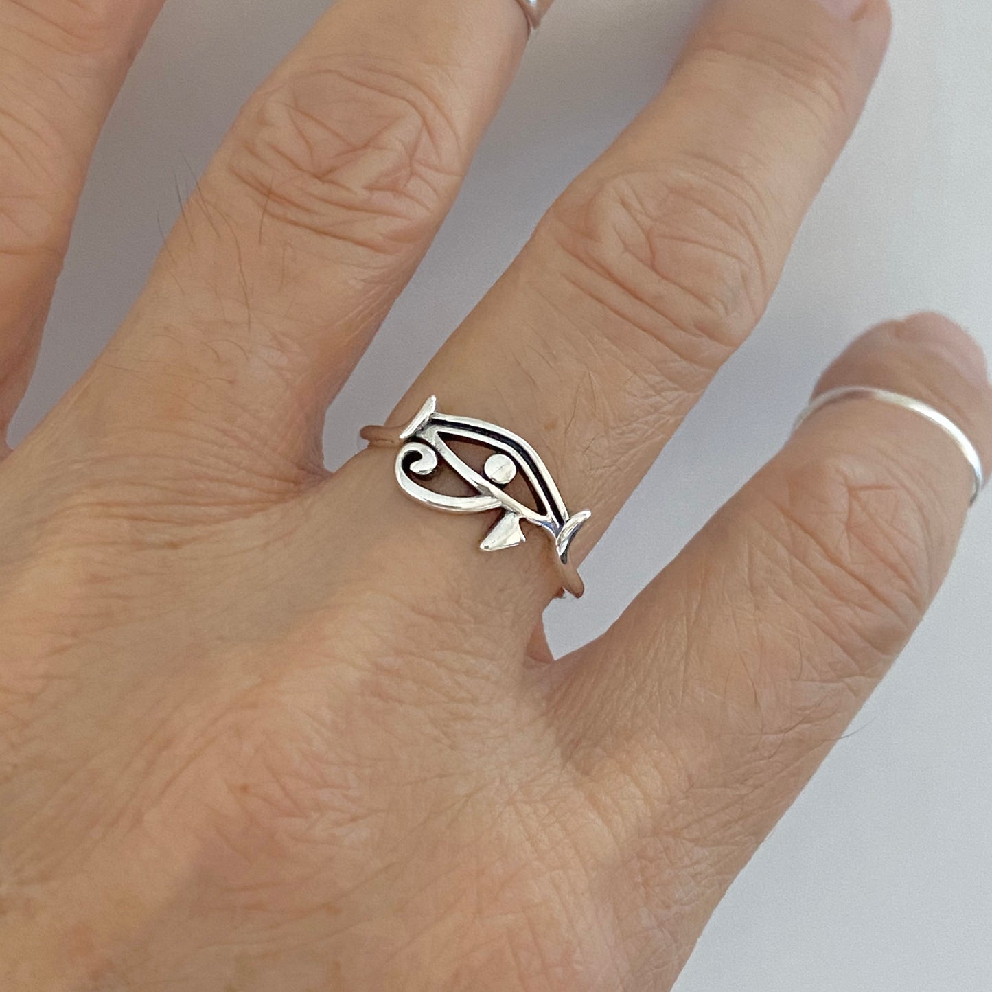 Sterling Silver Little Ra Eye Ring, Eye of Horus Ring, Protection Silver Rings