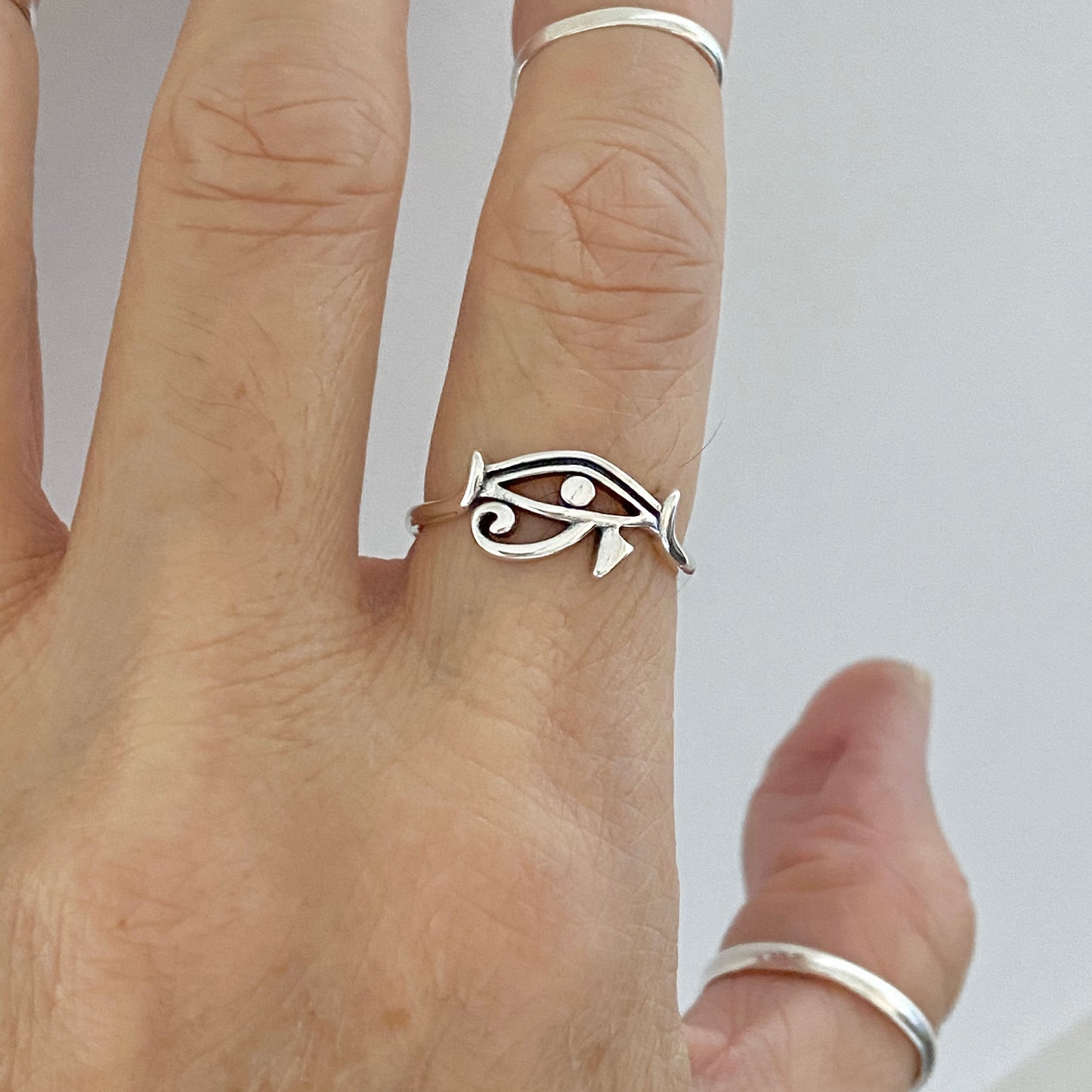 Sterling Silver Little Ra Eye Ring, Eye of Horus Ring, Protection Silver Rings