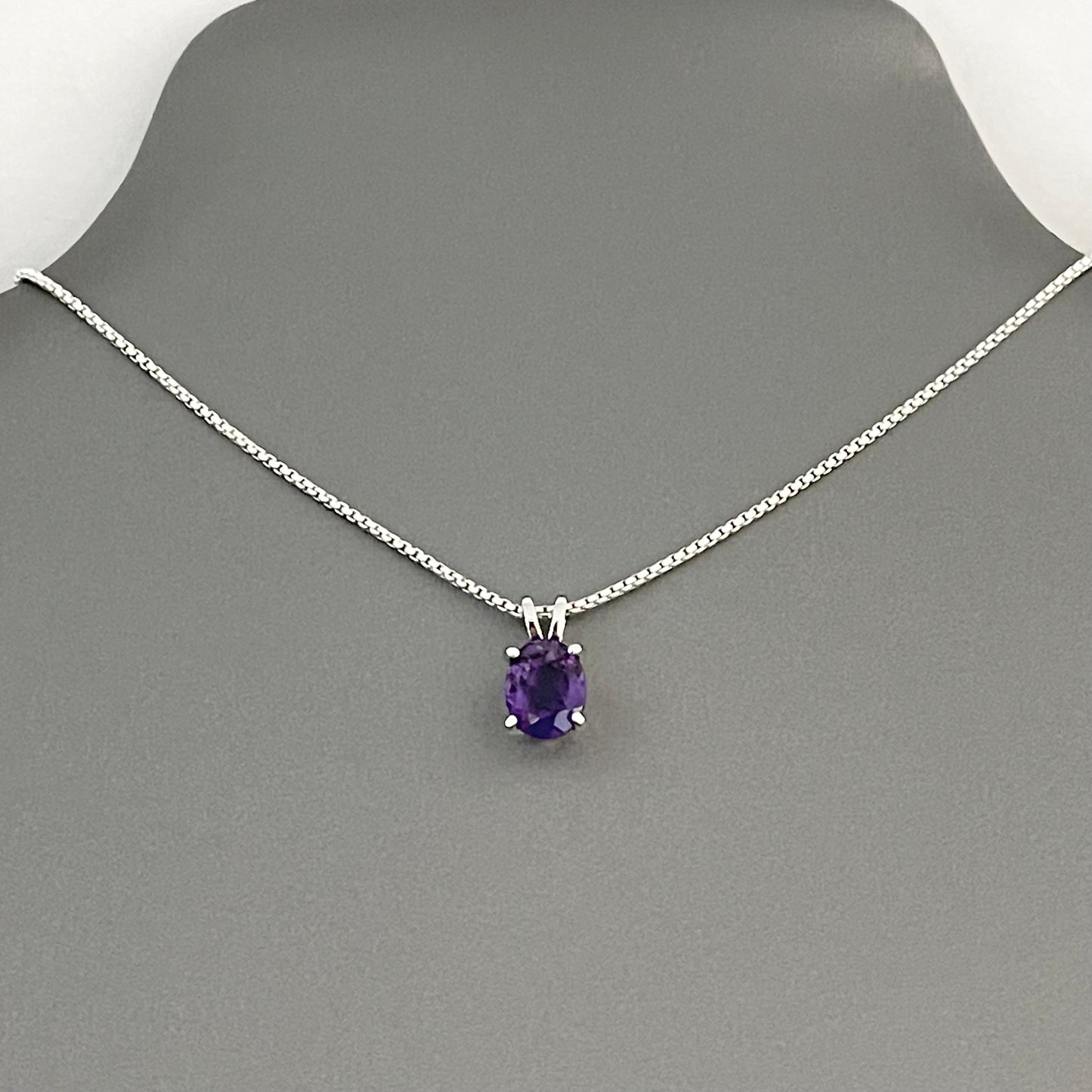 Sterling Silver Small Genuine Amethyst Necklace, February Birthstone Necklace, Silver Necklaces