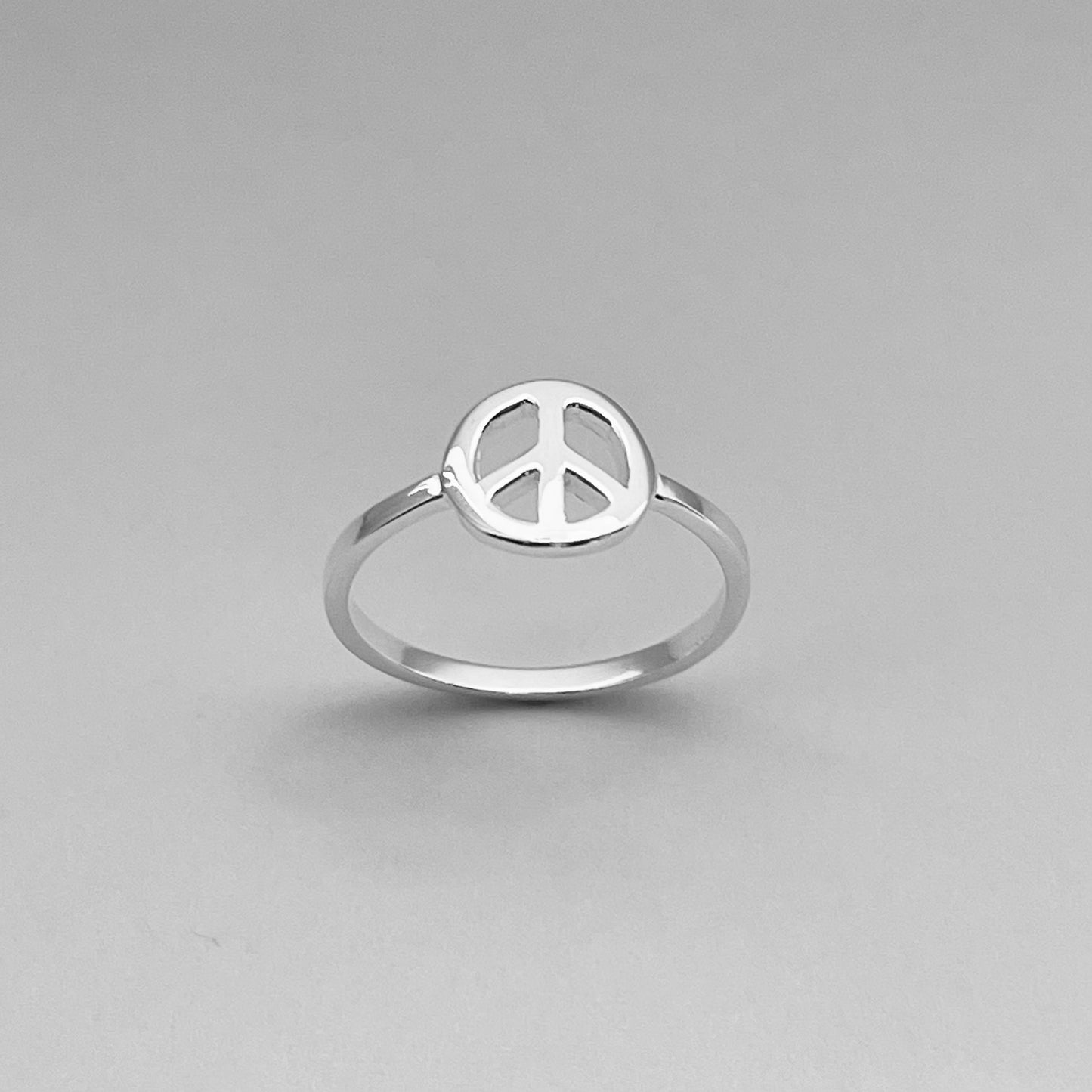 Sterling Silver High Polish Small Peace Ring, Love Silver Rings