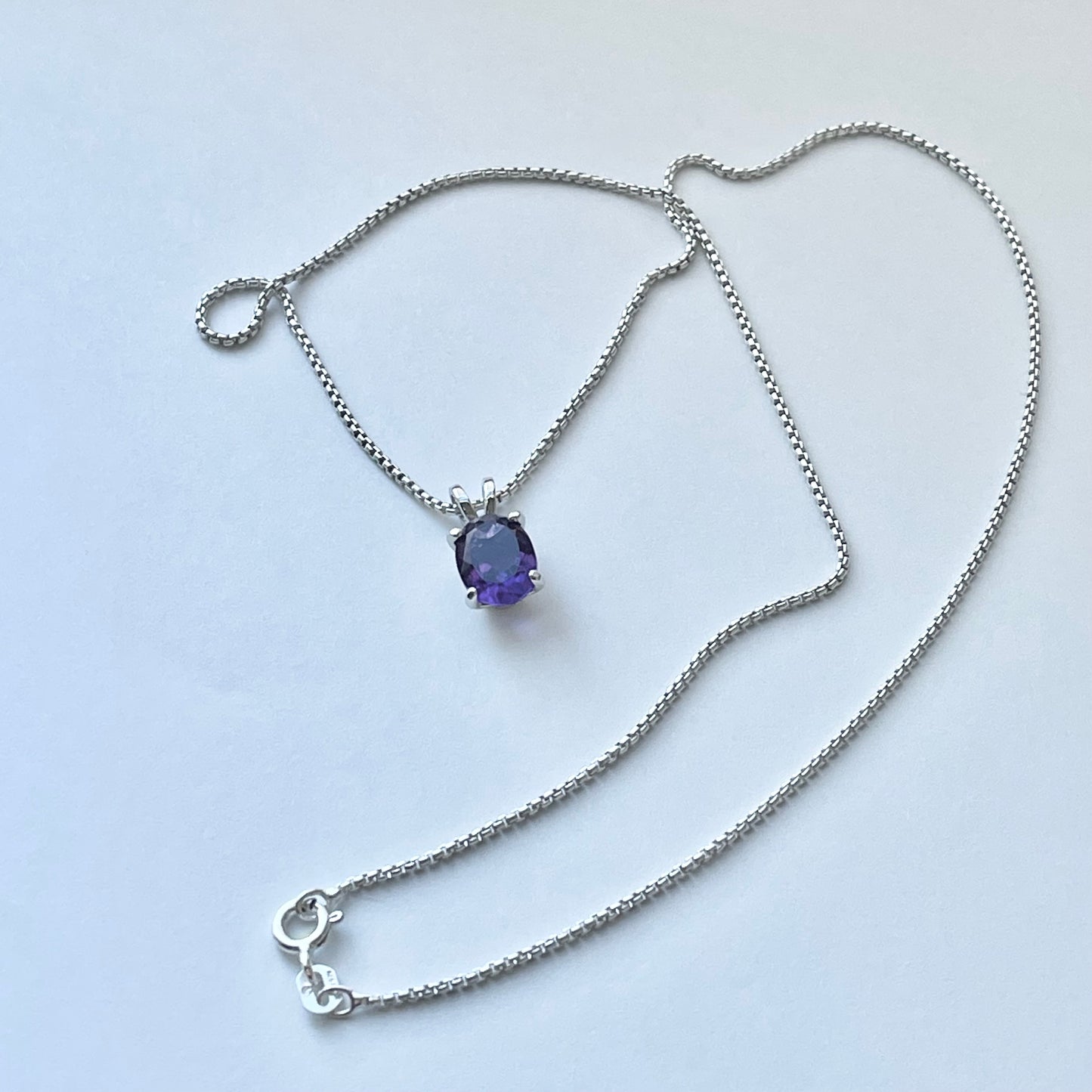 Sterling Silver Small Genuine Amethyst Necklace, February Birthstone Necklace, Silver Necklaces