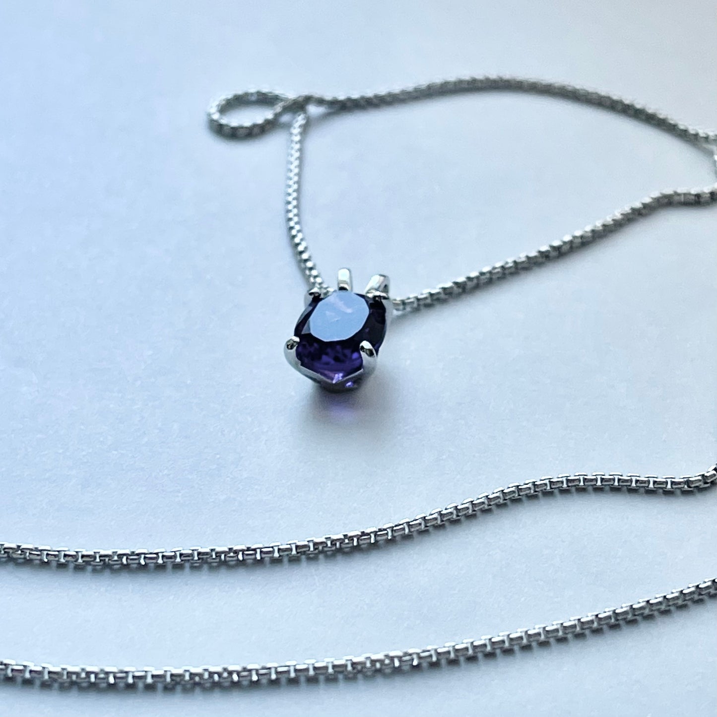 Sterling Silver Small Genuine Amethyst Necklace, February Birthstone Necklace, Silver Necklaces