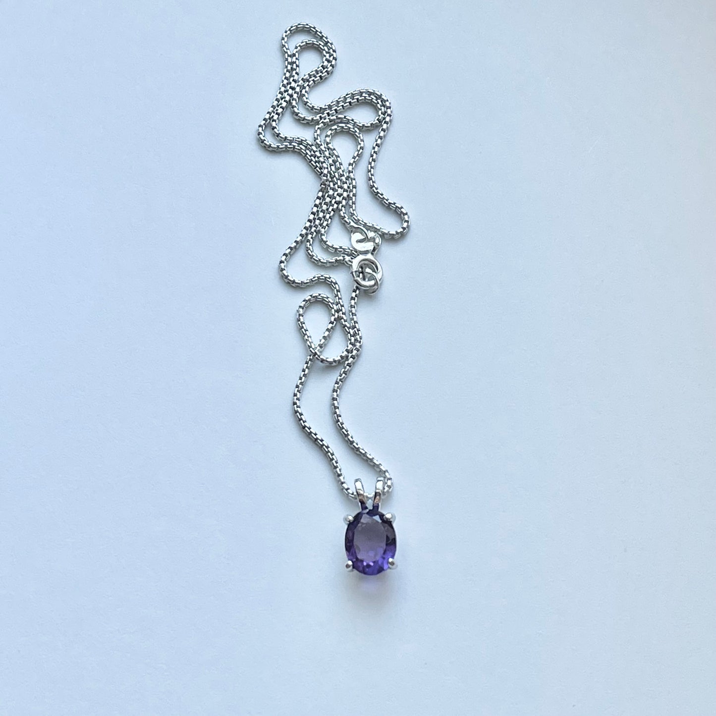 Sterling Silver Small Genuine Amethyst Necklace, February Birthstone Necklace, Silver Necklaces