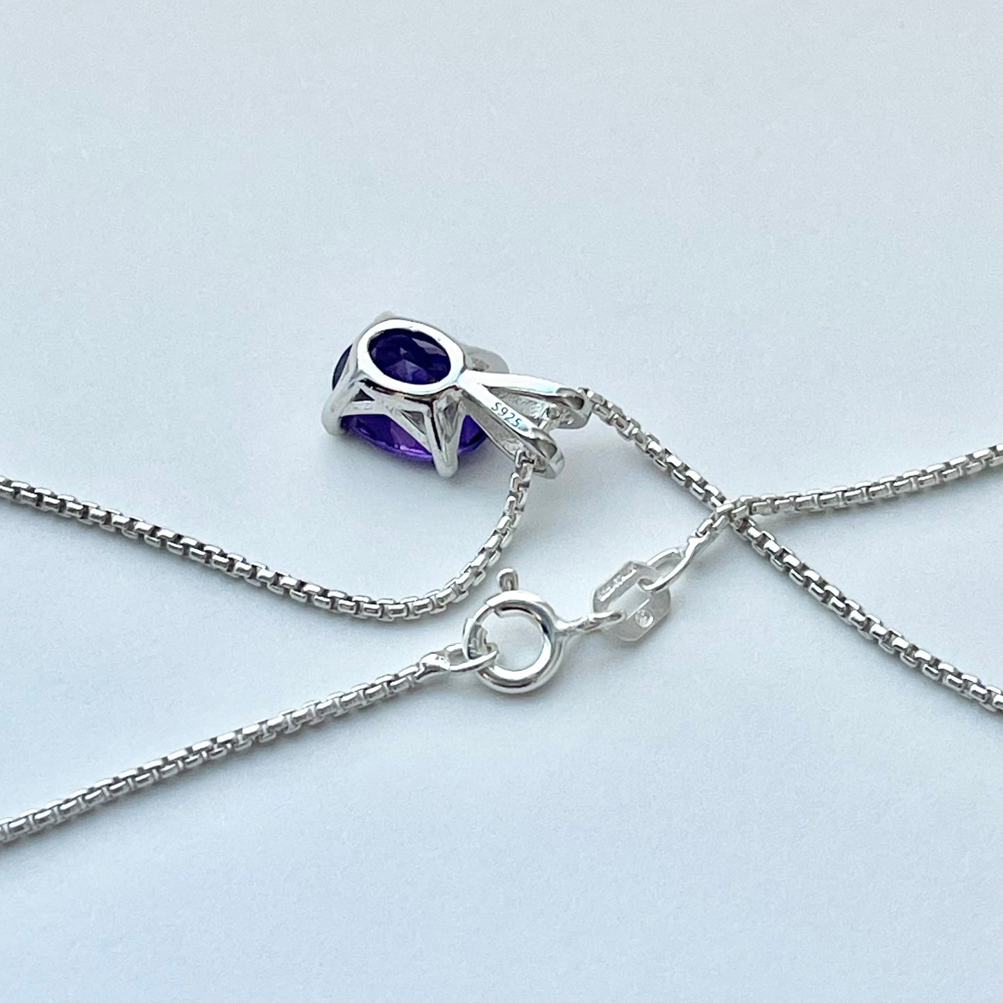 Sterling Silver Small Genuine Amethyst Necklace, February Birthstone Necklace, Silver Necklaces